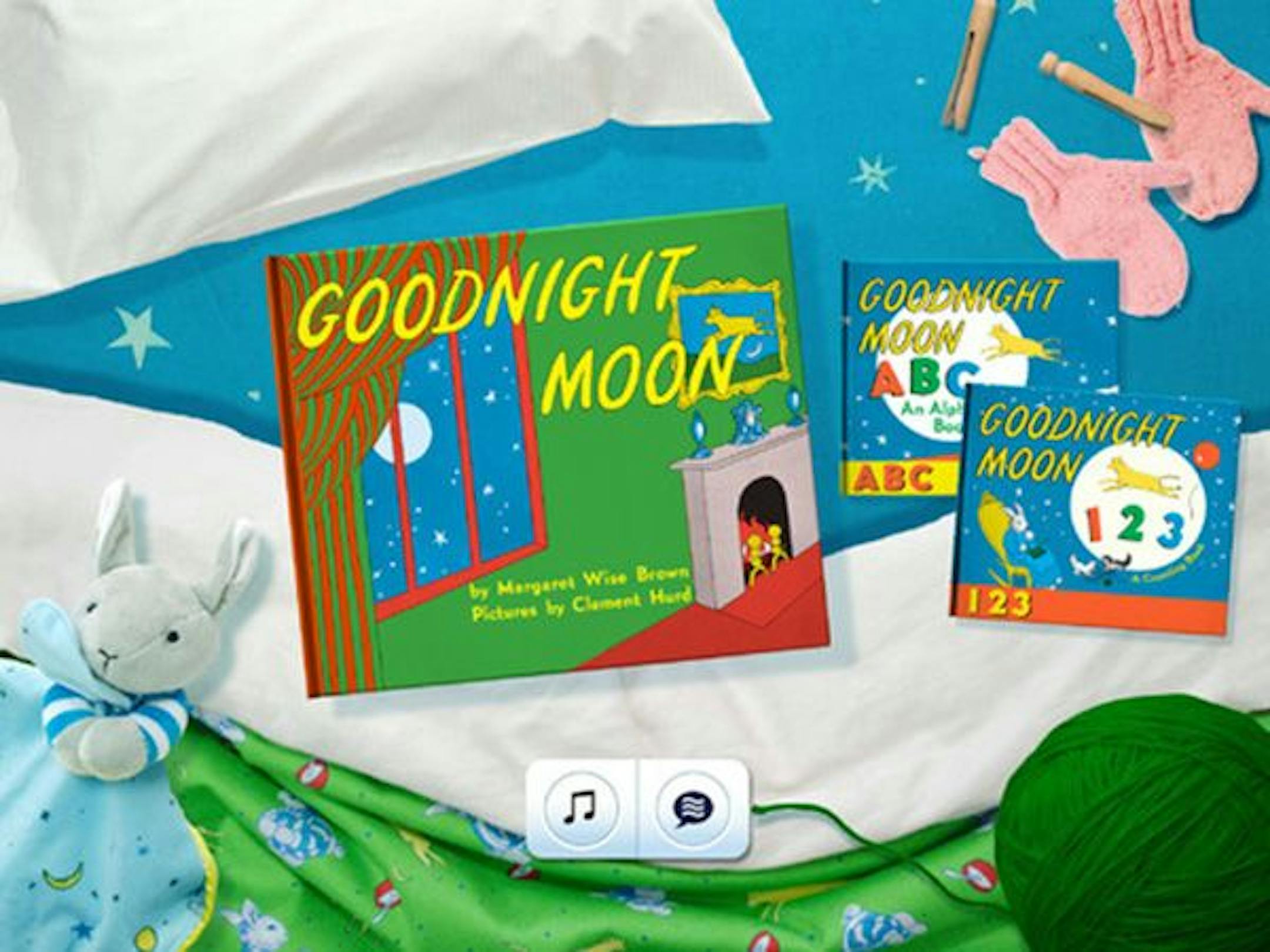 Screen shot of the Goodnight Moon app, available for the iPad and iPhone.