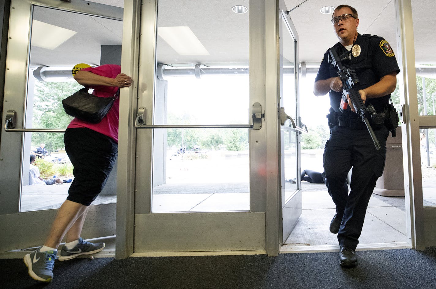 Police entered Valley View Middle School in Bloomington on Aug. 20, 2018, during a safety exercise with staff and student volunteers.