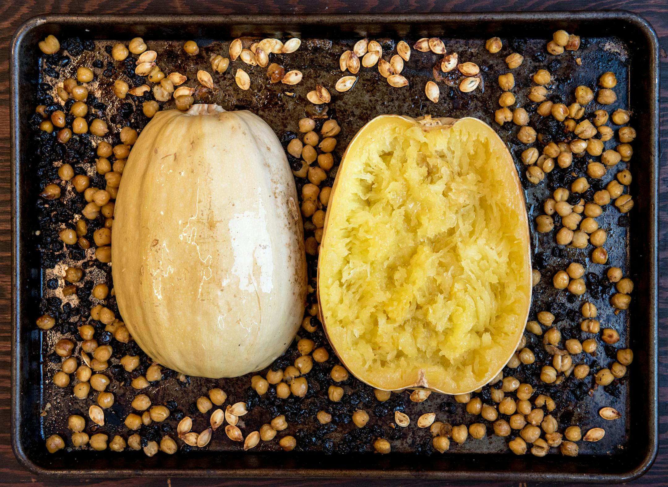Sheet Pan Moroccan Spaghetti Squash MUST CREDIT: Photo by Dixie D. Vereen for The Washington Post
