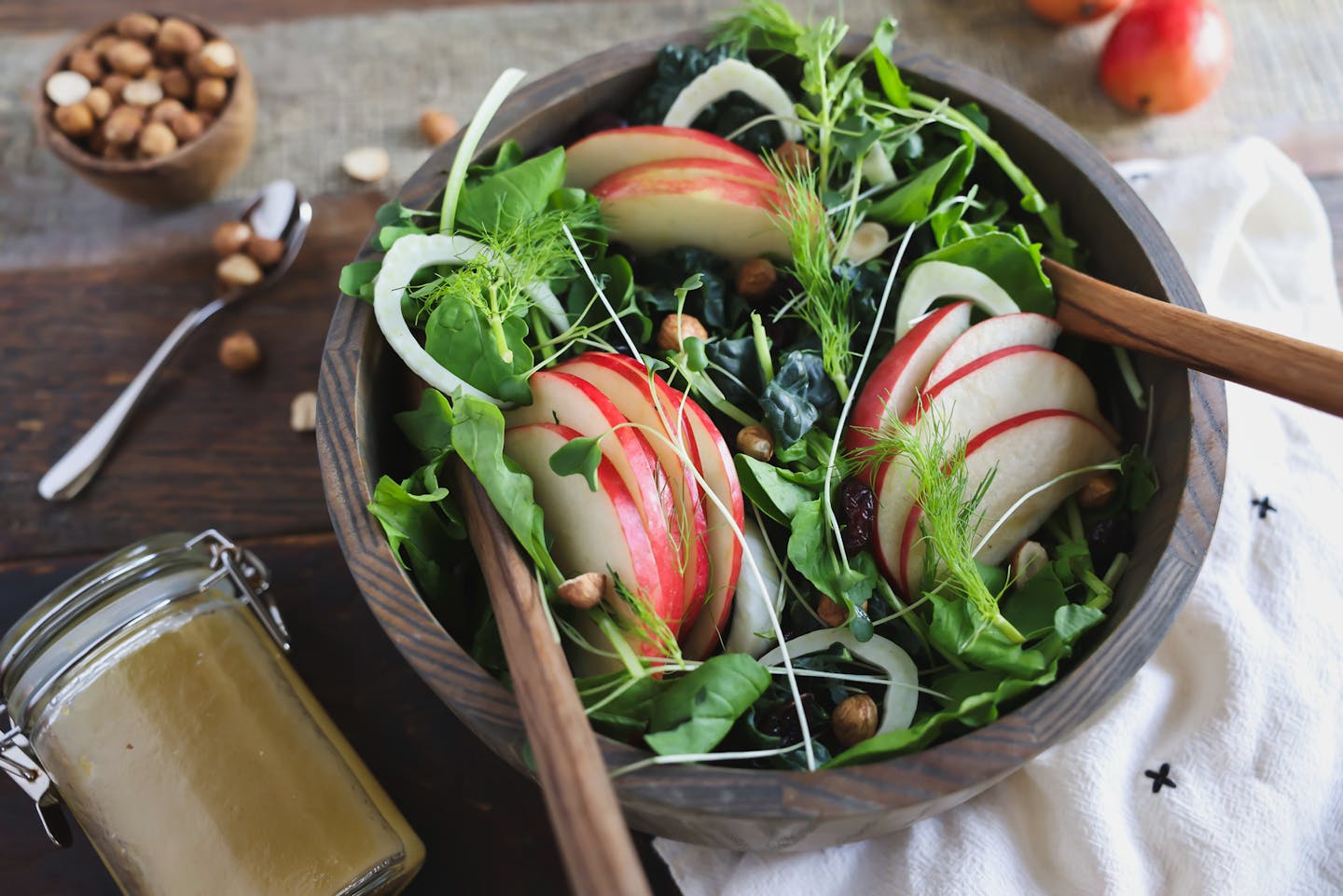 Cooler temps, fall salads, apple fennel salad, maple vinaigrette