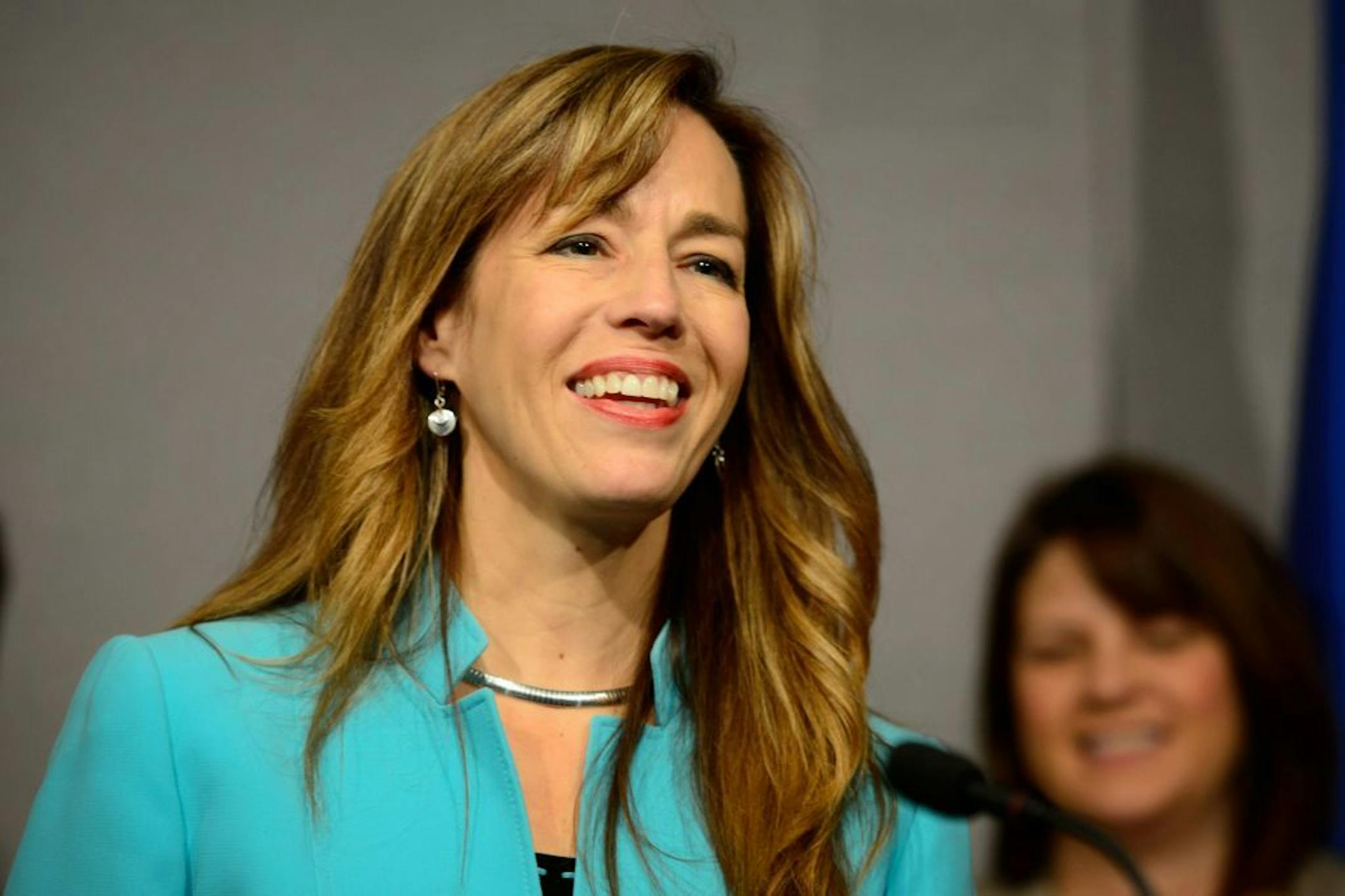 New member Roz Peterson. House GOP Leader Kurt Daudt was joined by several new and returning Republican House members to celebrate the Republican majority returning to the House.