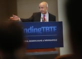 Neel Kashkari, in a file photo, speaking at a conference at the Federal Reserve Bank of Minneapolis.