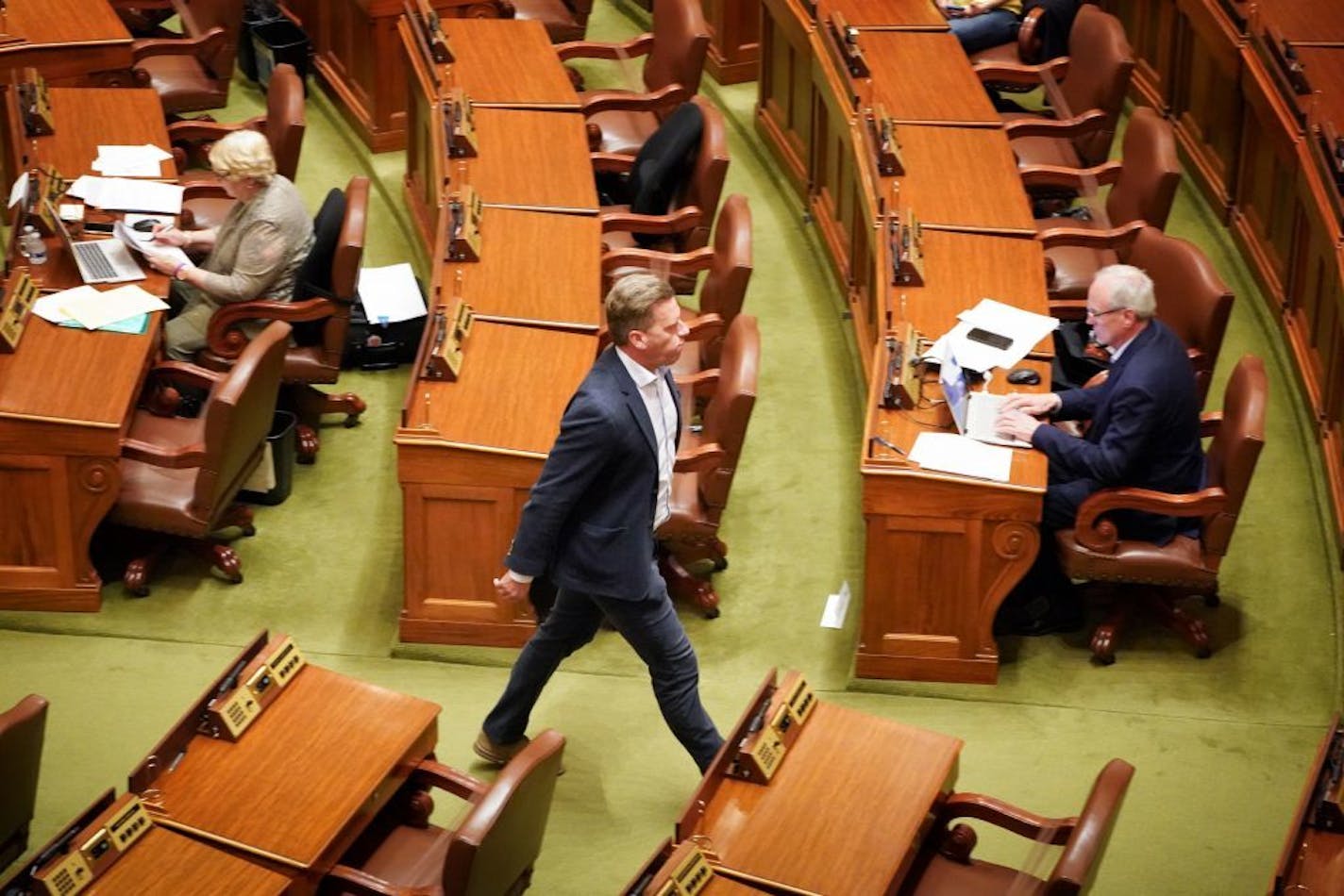 A group of GOP lawmakers, including House Minority Leader Kurt Daudt, R-Crown, penned a letter to Minnesota Attorney General Keith Ellison questioning his threats of fines against businesses that open early. Daudt is seen on the House floor on Sunday, May 17.