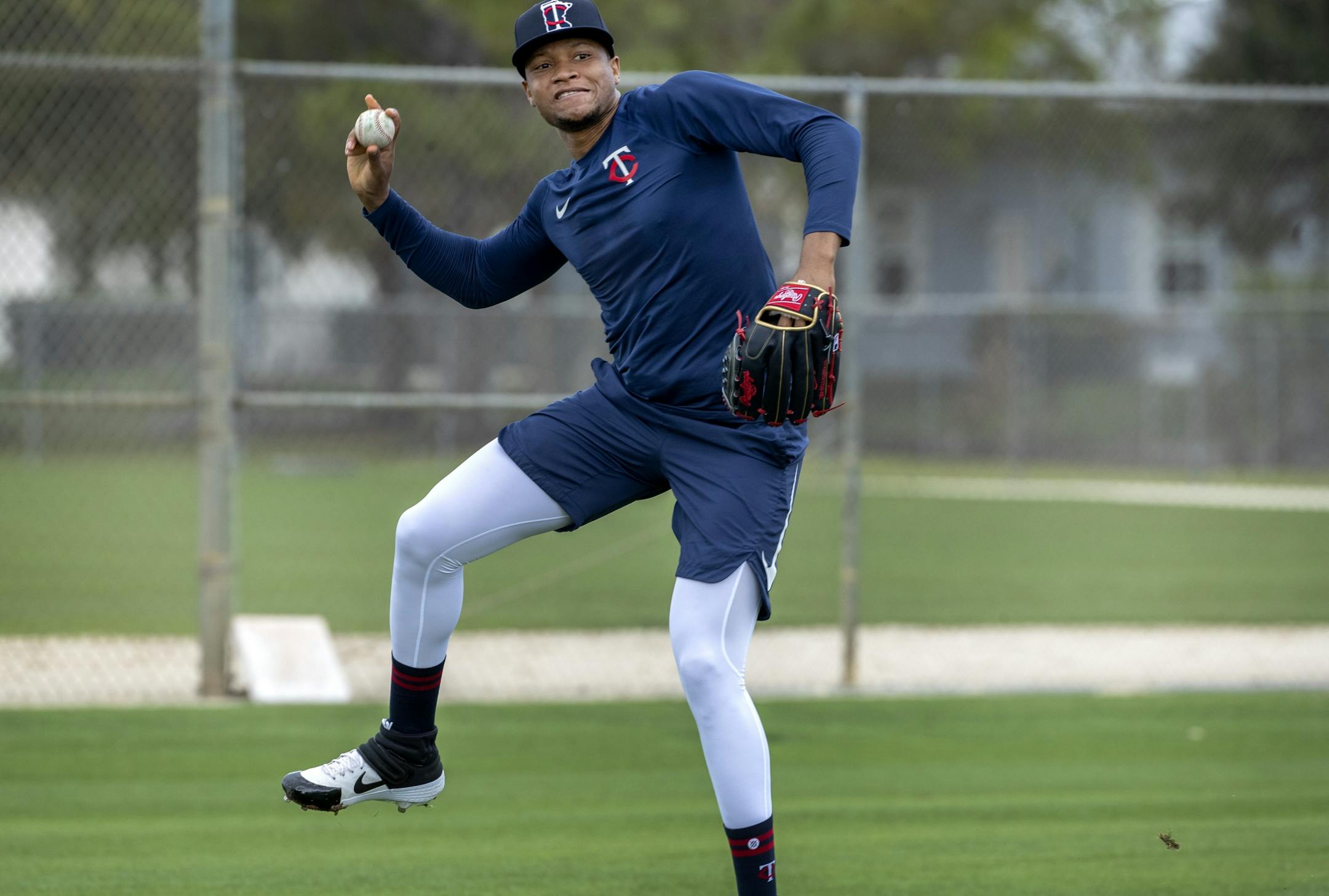 Minnesota Twins pitcher Jorge Alcala during drills on Friday.