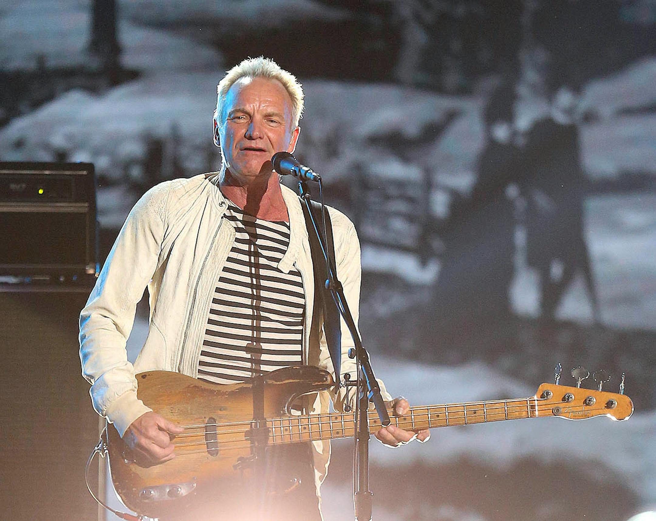 Sting performs "Englishman In New York" at the 60th annual Grammy Awards at Madison Square Garden on Sunday, Jan. 28, 2018, in New York.