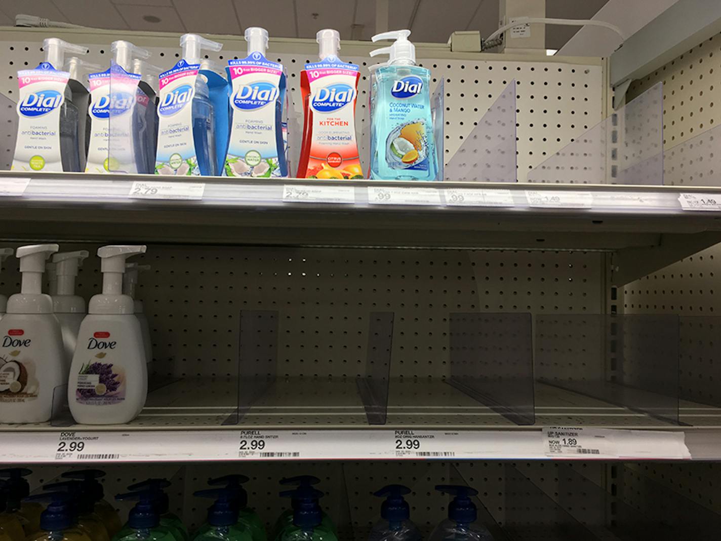 Twin Cities residents flocked stores over the weekend to stock up on hand sanitizer, cold medicine, toilet paper and other supplies amid concerns about the coronavirus outbreak. Above, hand sanitizer was out at the Target store in Burnsville.