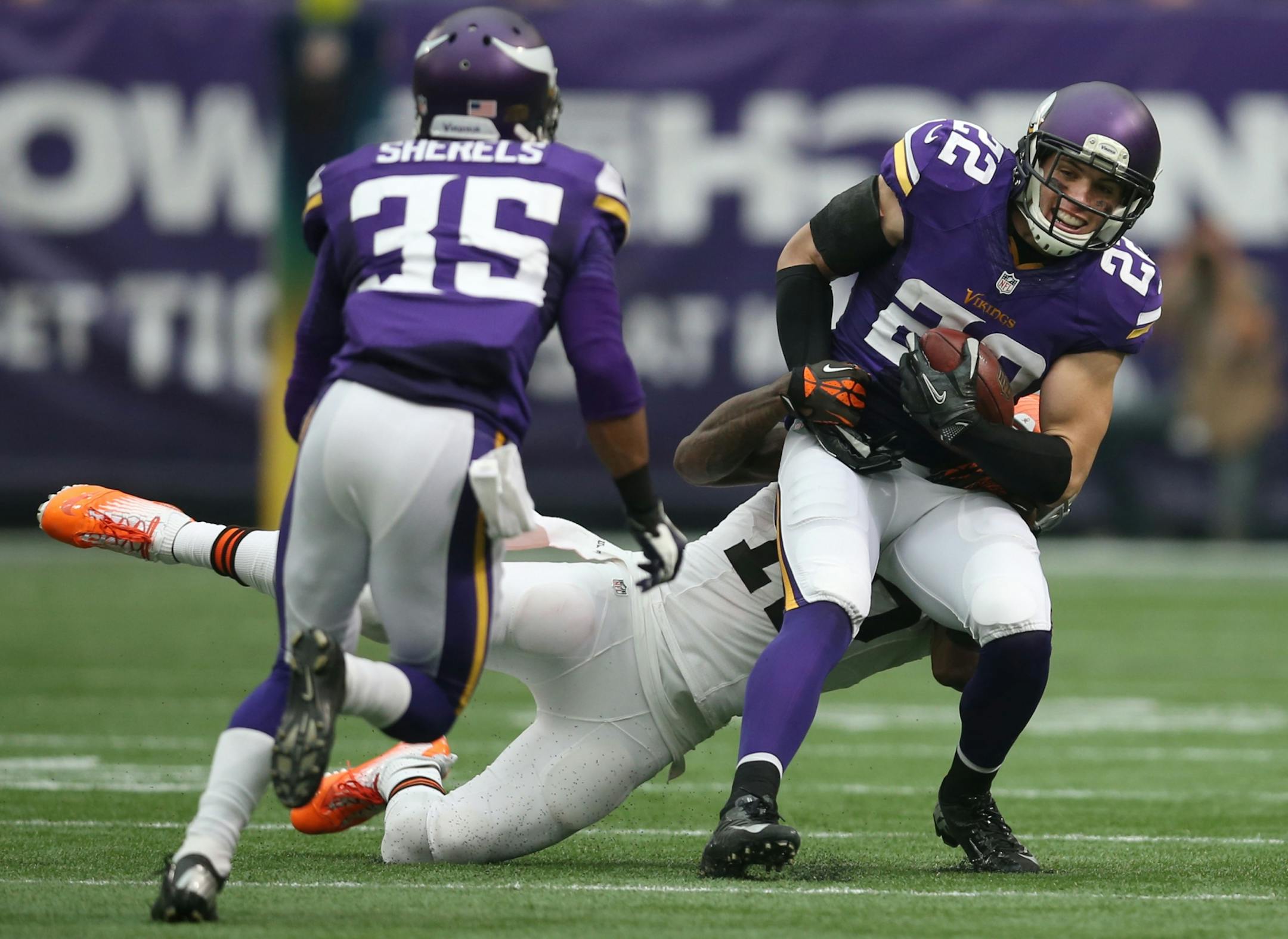 Vikings safety Harrison Smith intercepted a pass intended for wide receiver Josh Gordon in the second quarter.