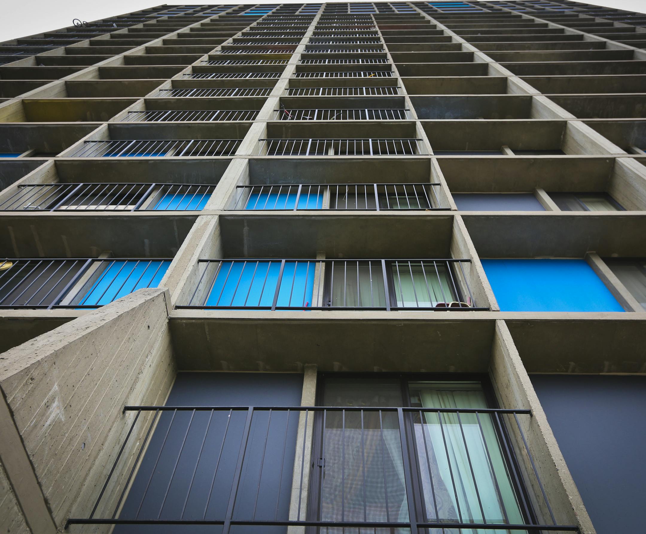 A 15-month-old boy survived a fall from an 11th-story balcony of the Riverside Plaza apartments.