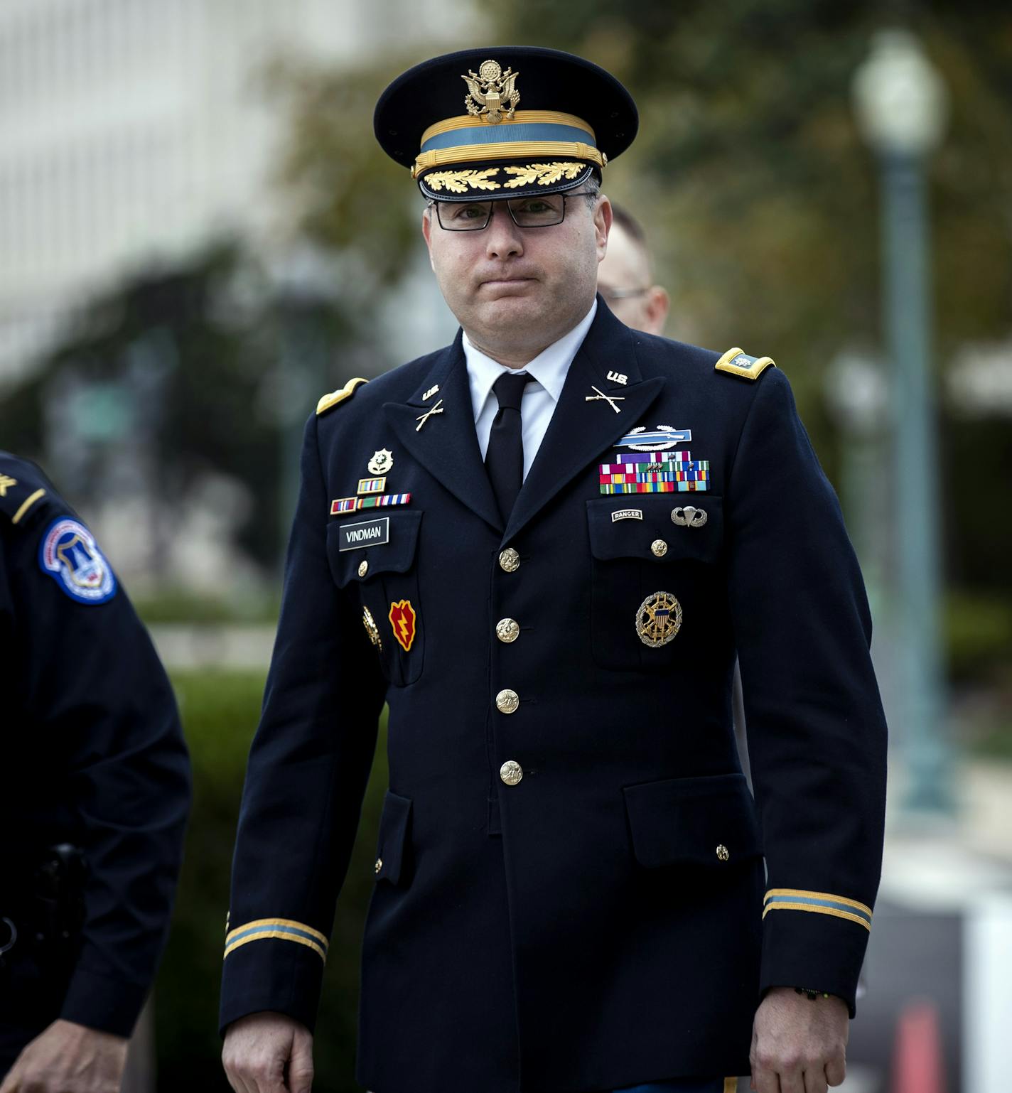 Lt. Col. Alexander Vindman, the top Ukraine expert on the National Security Council, arrives Tuesday, Oct. 29, 2019, on Capitol Hill to testify in the impeachment inquiry. (Erin Schaff/The New York Times)