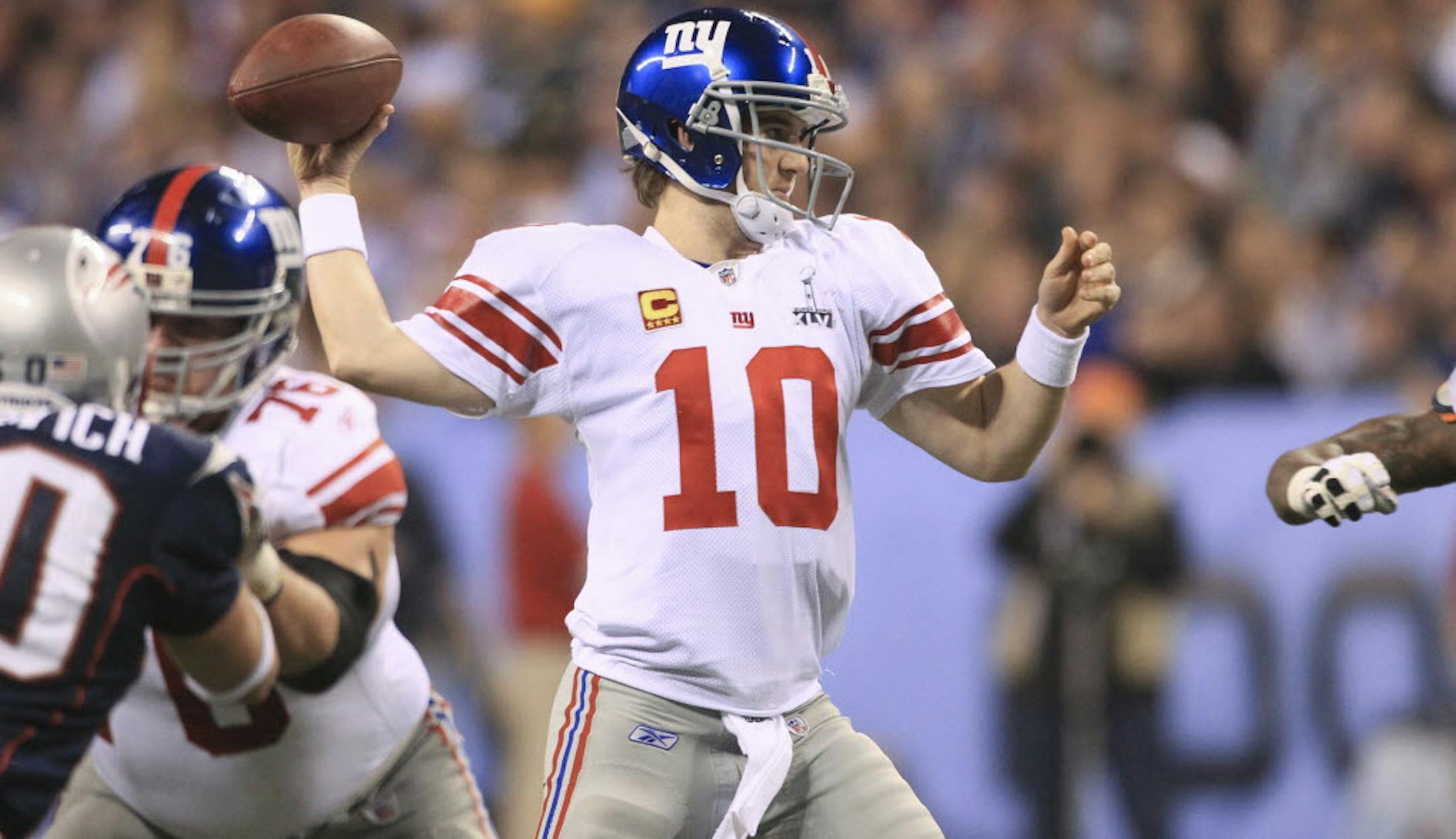 Giants quarterback Eli Manning directed the nine-play, 88-yard drive that put New York ahead of the Patriots in the fourth quarter of Sunday's Super Bowl.