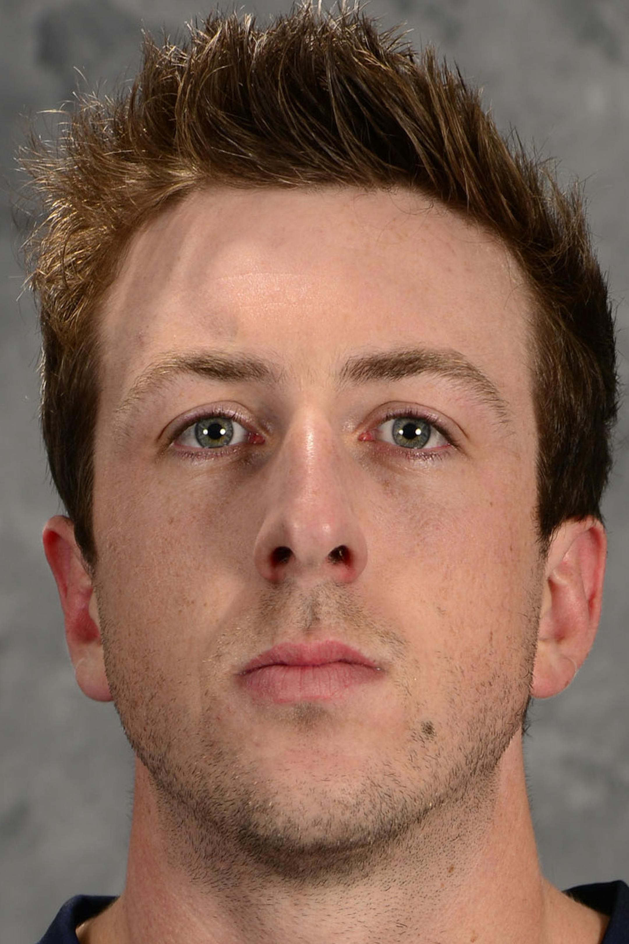 ST. LOUIS, MO - SEPTEMBER 18: Jake Allen #34 of the St. Louis Blues poses for his official headshot for the 2014-2015 season on September 18, 2014 in St. Louis, Missouri. (Scott Rovak/NHLI via Getty Images) ORG XMIT: 503032731