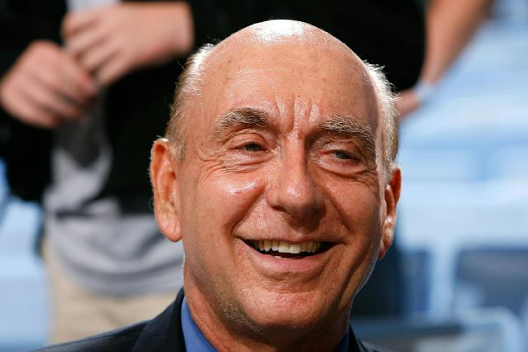CHAPEL HILL, NC - FEBRUARY 06: ESPN sports commentator Dick Vitale prepares for the matchup between the North Carolina Tar Heels and the Duke Blue Devils at the Dean E. Smith Center on February 6, 2008 in Chapel Hill, North Carolina. This will be Vitale's first game after missing two months after throat surgery.