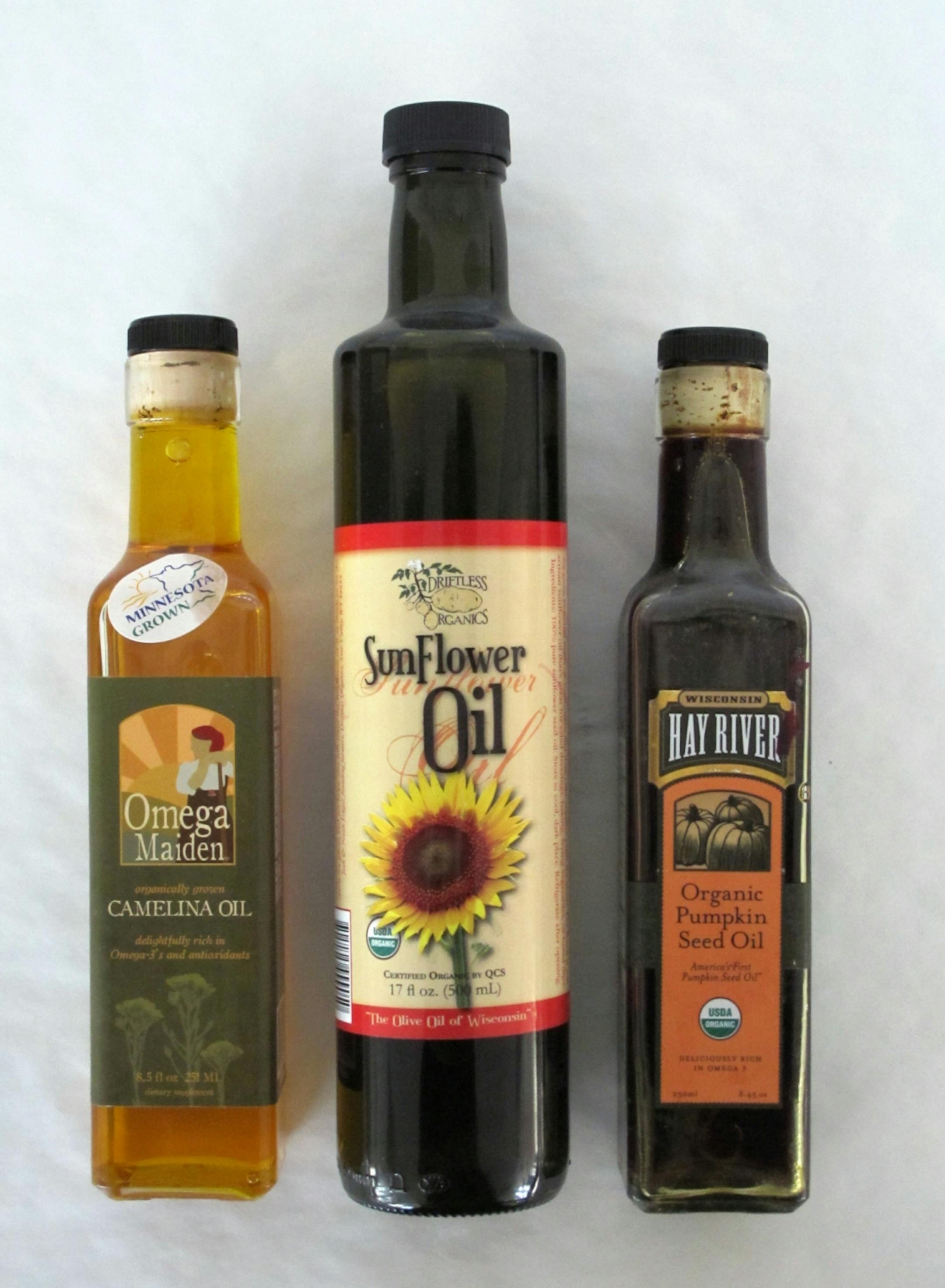 Some new oils to try: camelina, sunflower and pumpkin seed.