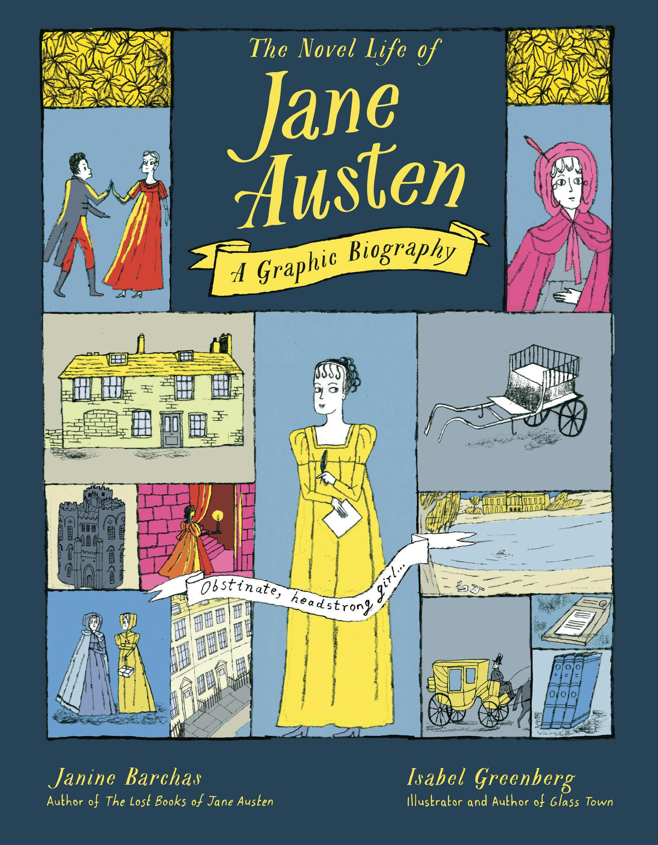 cover of The Novel Life of Jane Austen features drawings of the writer and 19th century items