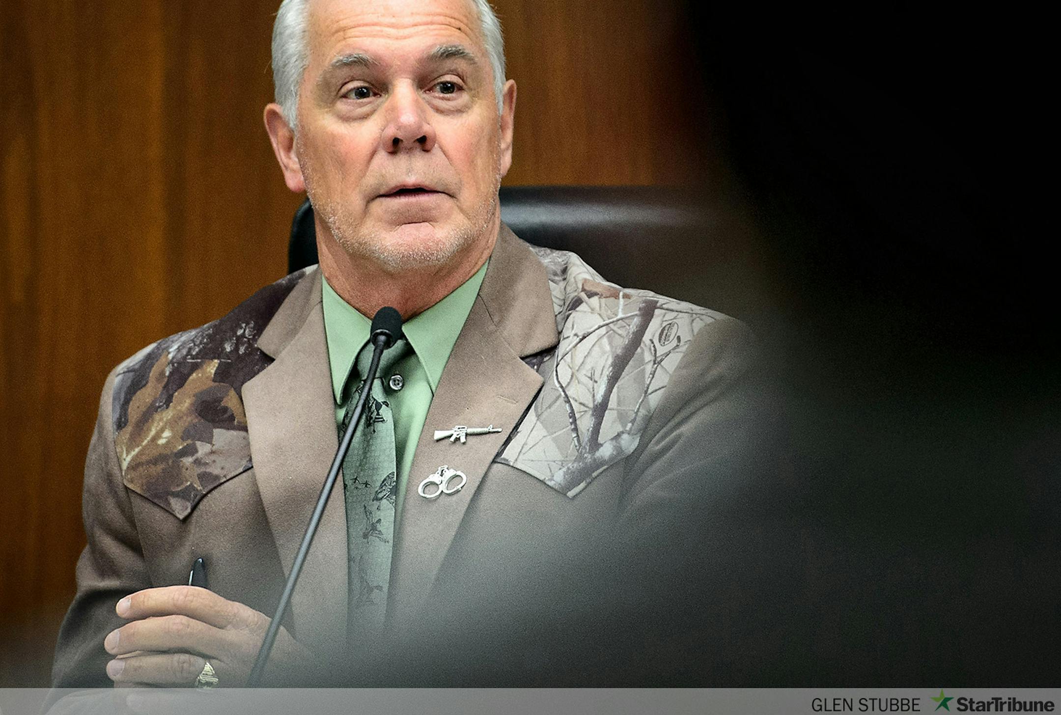 Rep Tony Cornish, R-Vernon Center, and a retired police officer chairs the Public Safety committee that heard a bill that would allow suppressors or silencers on guns in Minnesota.    ] GLEN STUBBE * gstubbe@startribune.com  Thursday, March 12, 2015