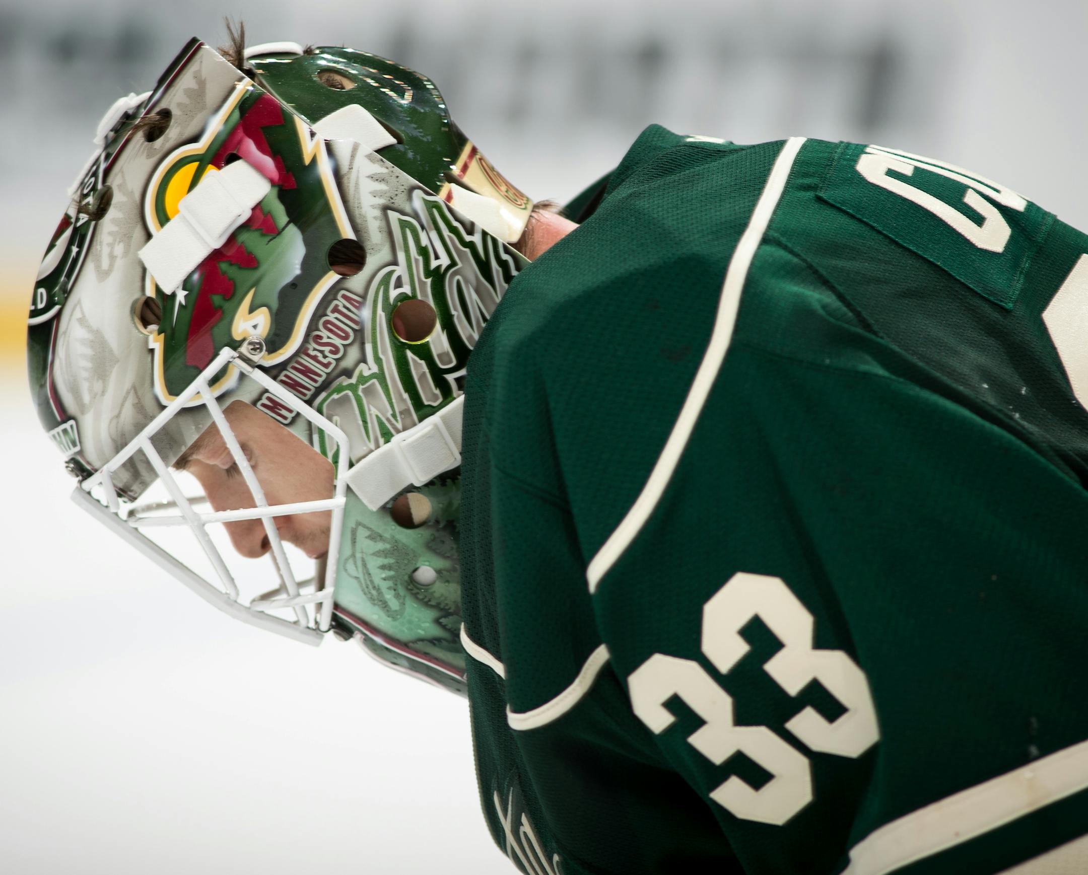 Minnesota Wild goalie John Curry (33) is upset as he skates off the ice after the Wild's loss to Winnipeg in overtime Saturday night. ] AARON LAVINSKY • aaron.lavinsky@startribune.com The Minnesota Wild take on the Winnipeg Jets Saturday, Dec. 27, 2015 at Xcel Energy Center in St. Paul.