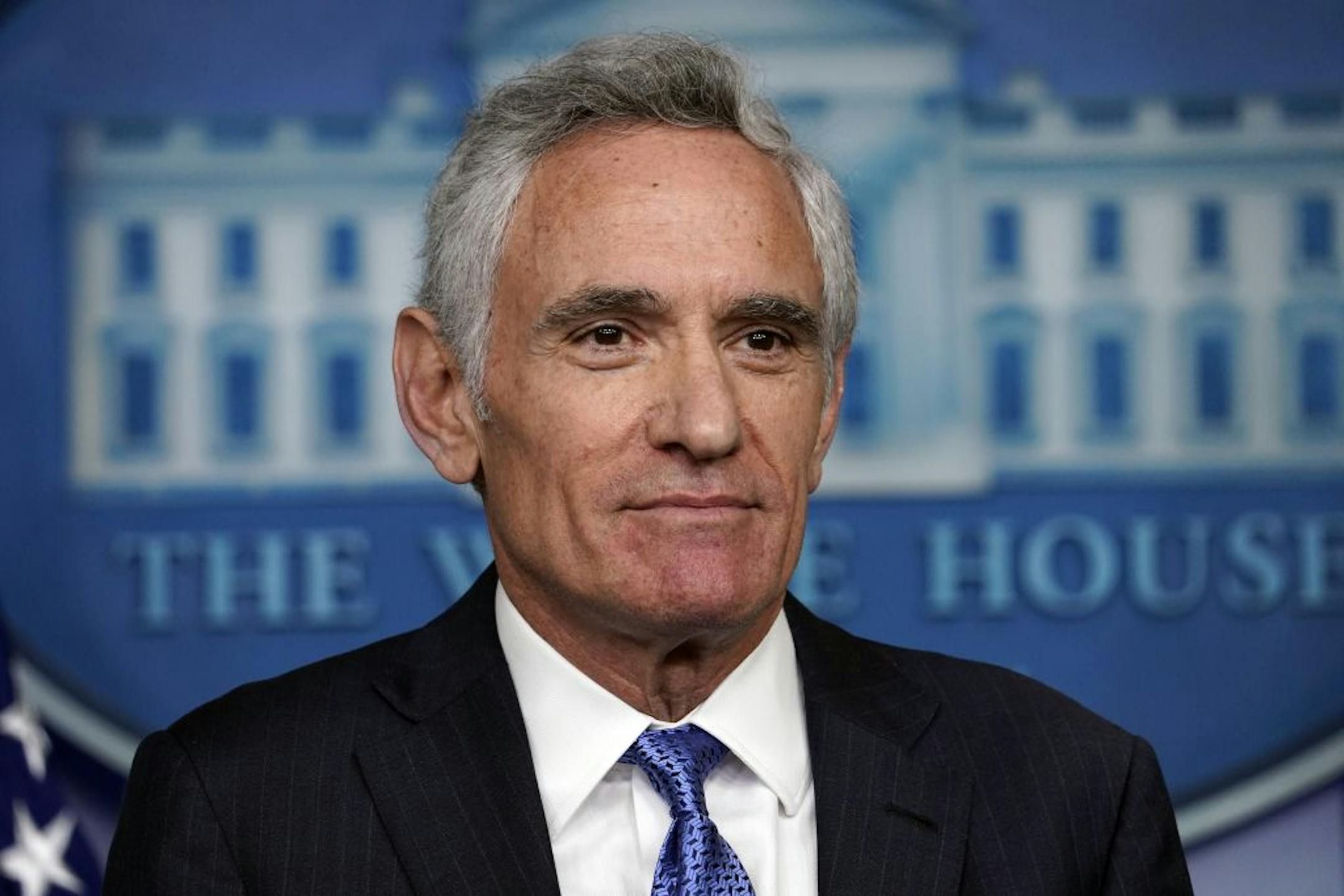 In this Sept. 23, 2020, photo White House coronavirus adviser Dr. Scott Atlas speaks during a news conference in the James Brady Press Briefing Room of the White House in Washington.