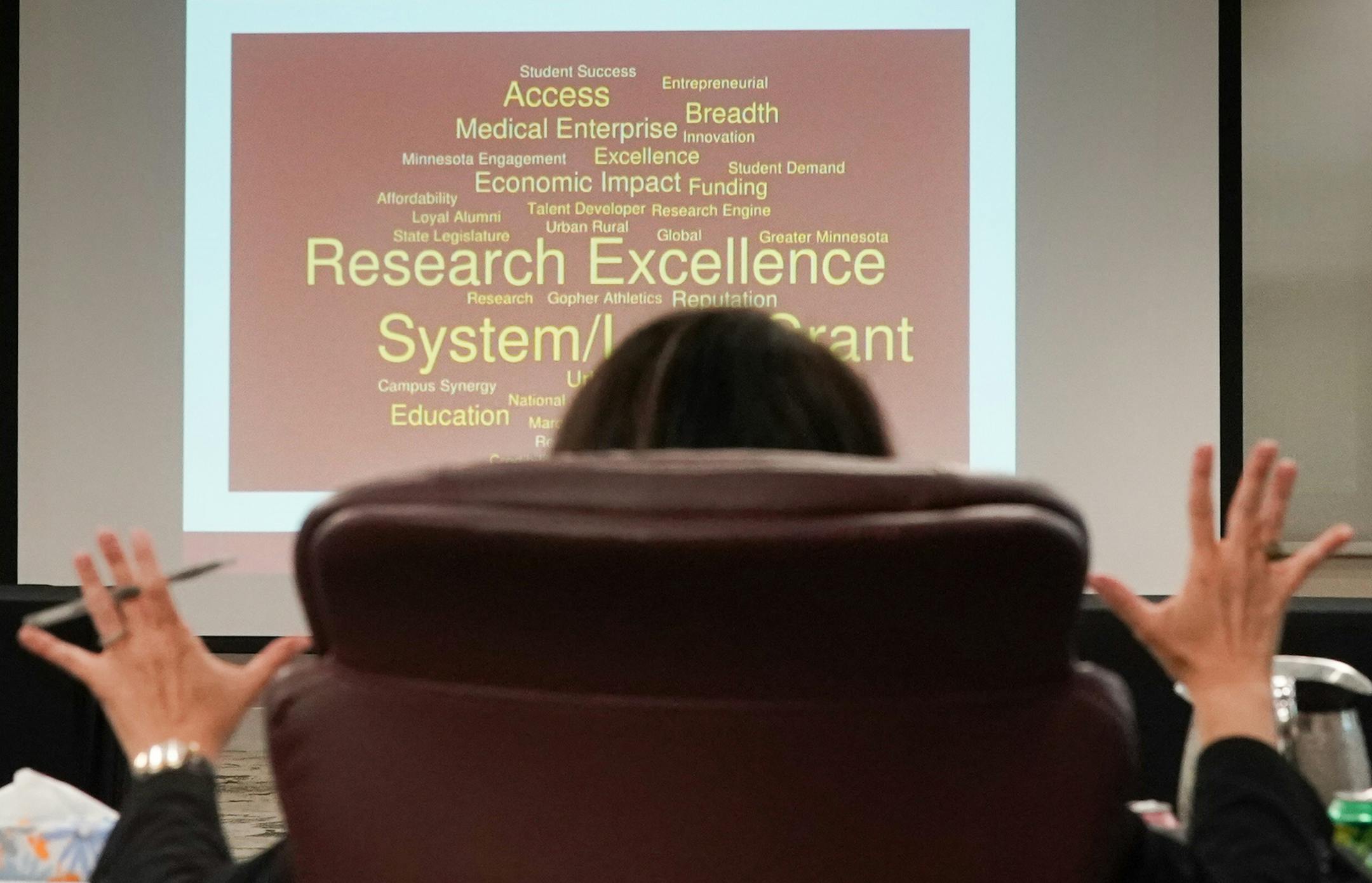 Regents submitted their responses to the question What are three distinctive strengths that define the University of Minnesota? Joan Gabel, the new University of Minnesota president, was on a retreat with the Board of Regents in Faribault. ] GLEN STUBBE • glen.stubbe@startribune.com Thursday, July 11, 2019 Joan Gabel, the new University of Minnesota president, is going on a retreat with her governing board - our first chance to see her in action and get a sense of her vision for the unive