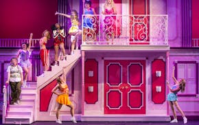 Kathryn Brunner, extreme right in top row, plays Elle Woods in "Legally Blonde." Brunner says she gravitates toward wearing a lot of pink even offstag