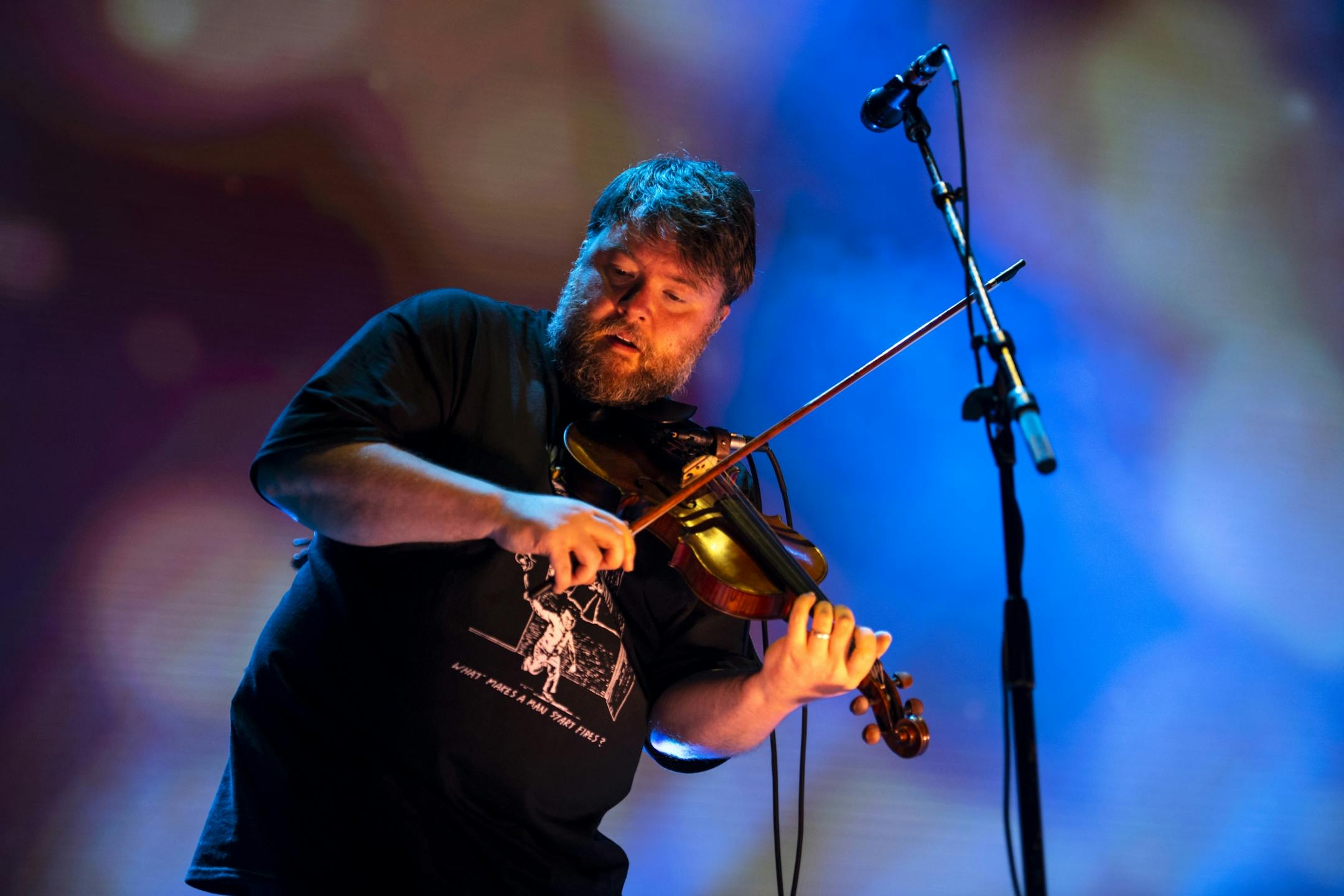 Ryan Young, on the fiddle, performed with Trampled by Turtles Saturday night at the Grandstand.