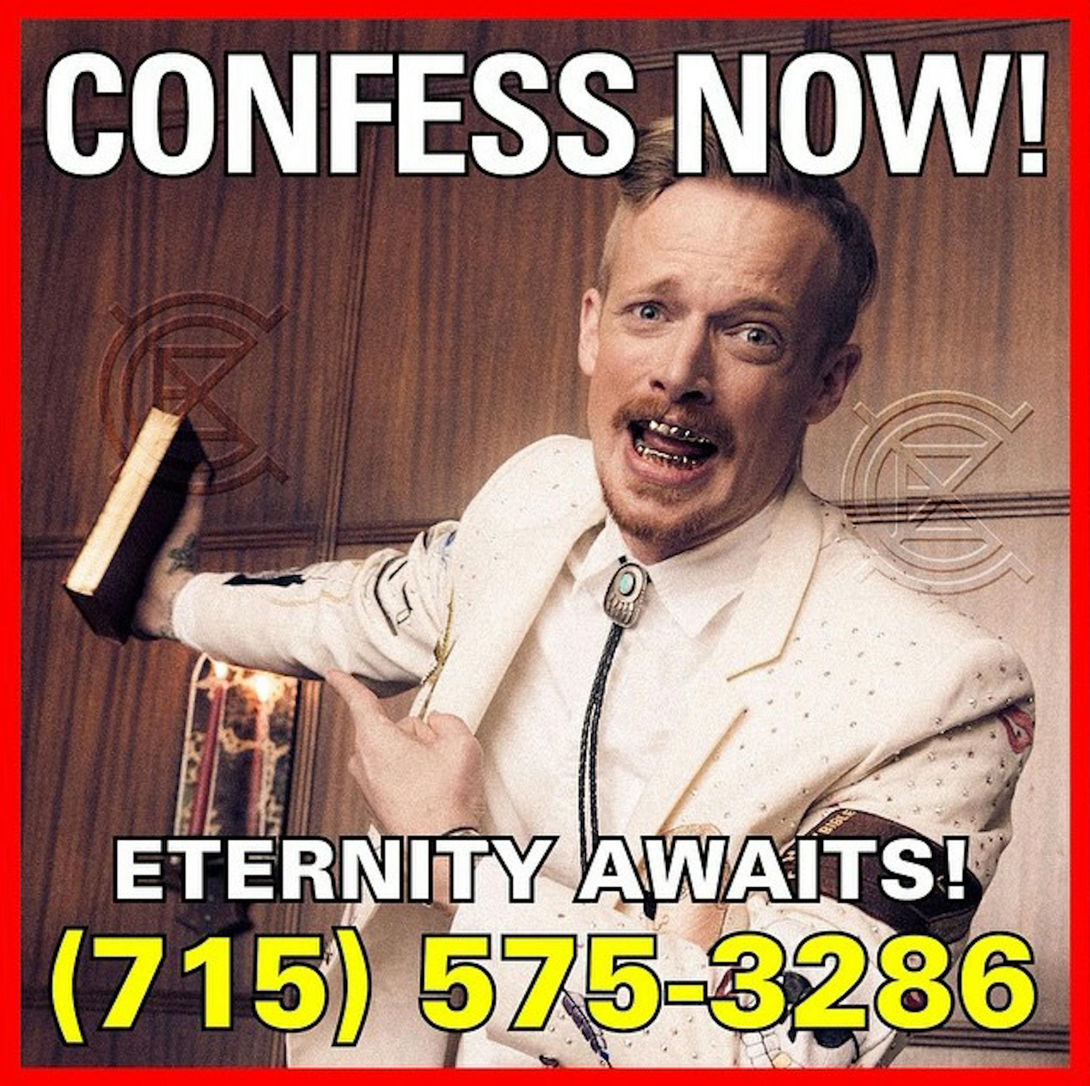 Astronautilus in a promo for his role as confessor at the Eaux Claires festival.