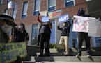 Protesters demonstrated outside the Minneapolis Public School headquarter in North Minneapolis Friday against the CDD plan. ]
aaron.lavinsky@startribu