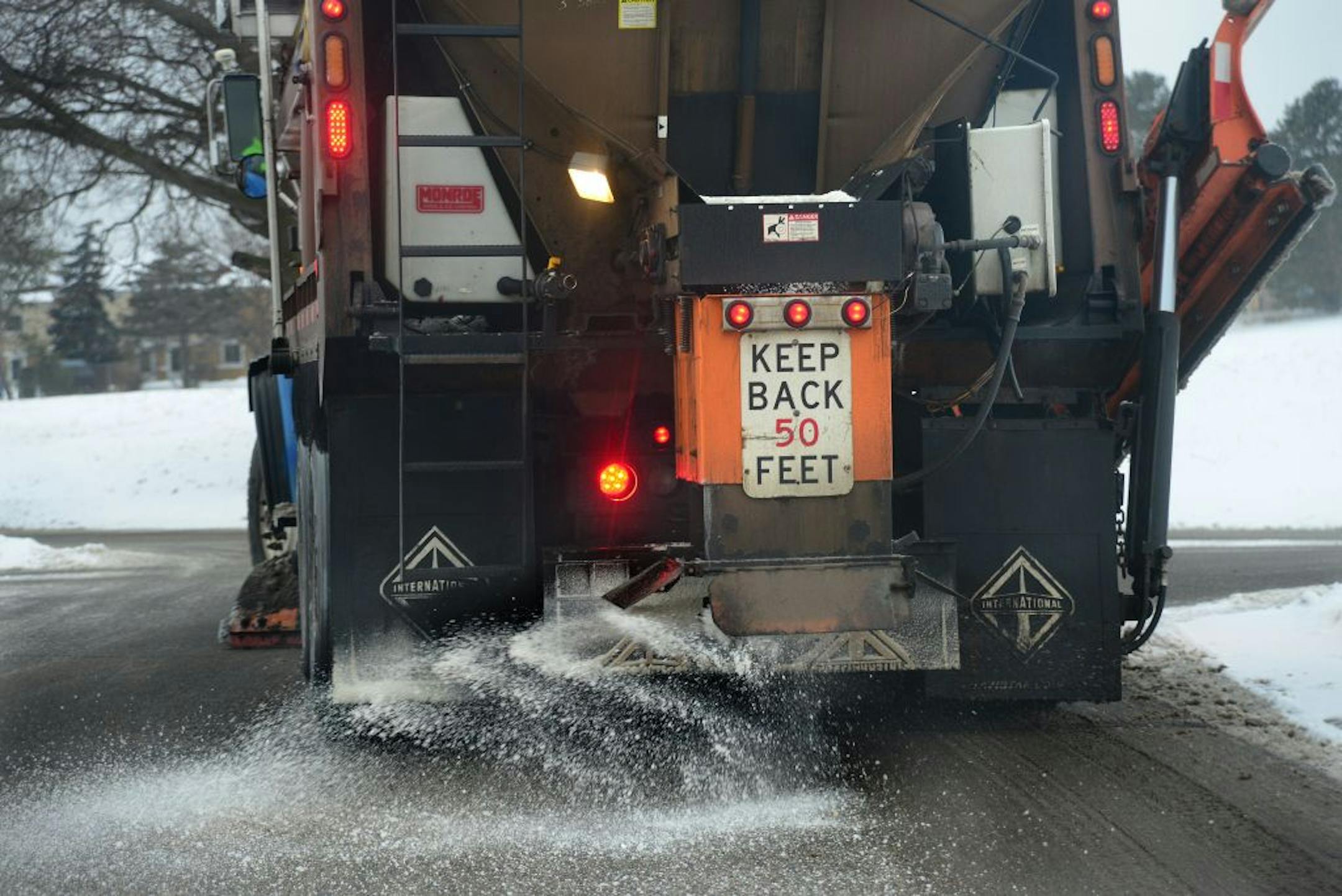 City of Minneapolis plow drivers were out on the streets Thursday applying salt at intersections and plowing trouble spots across the metro area.