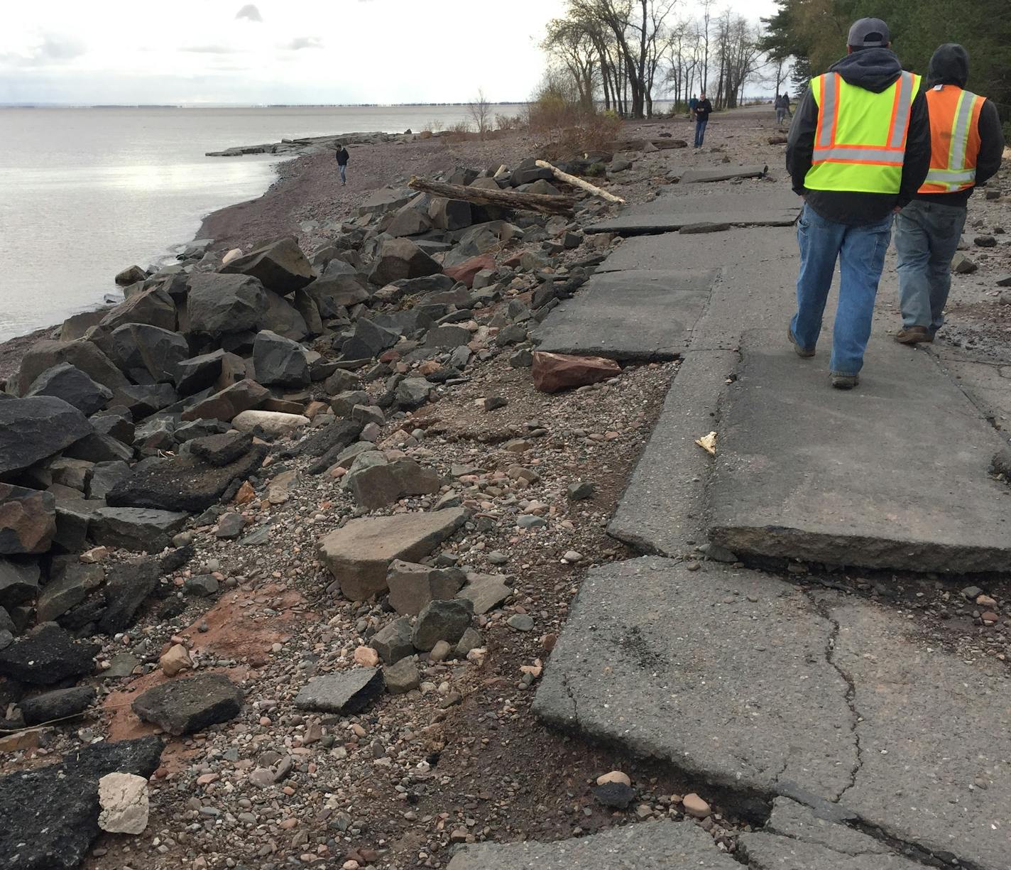 Broken up asphalt on Duluth's Brighton Beach