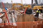 Workers laid down pipeline as part of Enbridge’s Line 3 — now called Line 93 — project on the Fond Du Lac Native American Reservation in Cloquet