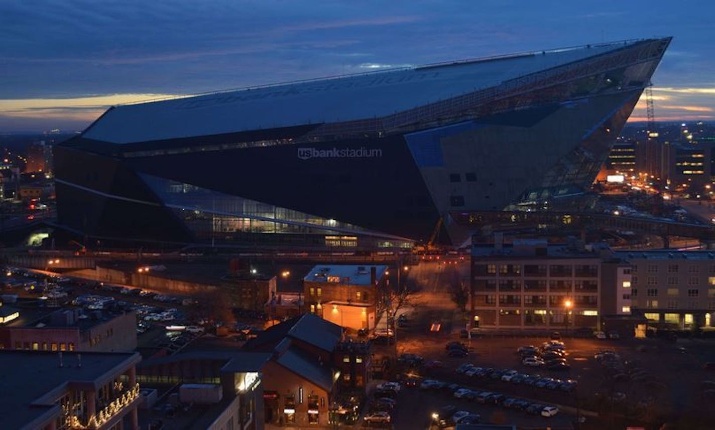 The view of U.S. Bank Stadium from the camera at 5 p.m. Wednesday.