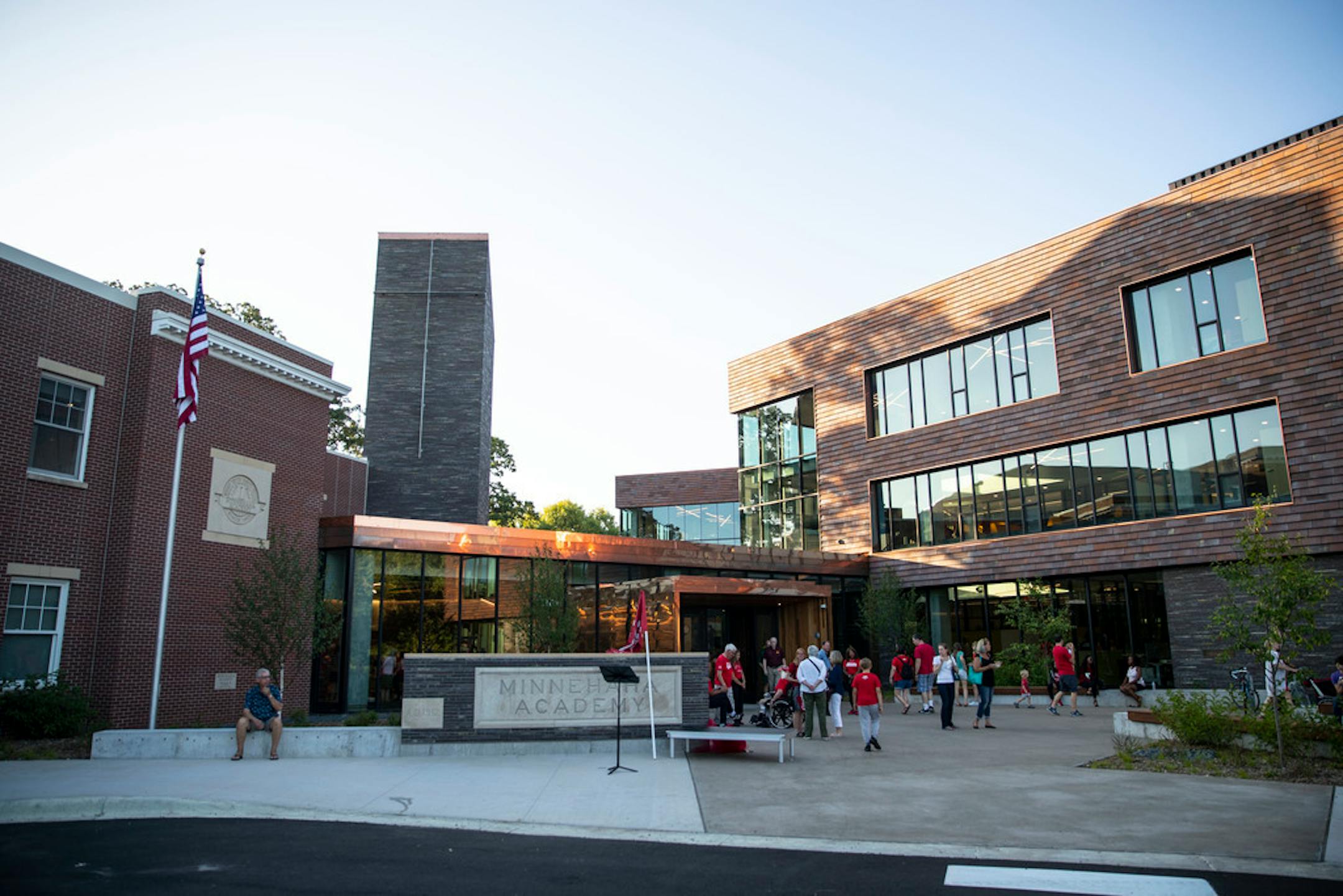 The Minnehaha Academy Upper School Campus opened on Aug, 19, 2019. The light-filled new buildings y connect the school to its historic grounds and natural surroundings.