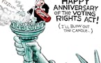 Sack cartoon: Anniversary of the Voting Rights Act