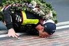 Simon Pagenaud of France kissed the Yard of Bricks after winning the Indianapolis 500 on Sunday.
