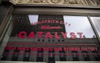 Advertisements for the Catalyst Film Festival have been plastered on the outside of the Zeitgeist in downtown Duluth. ] ALEX KORMANN • alex.kormann@