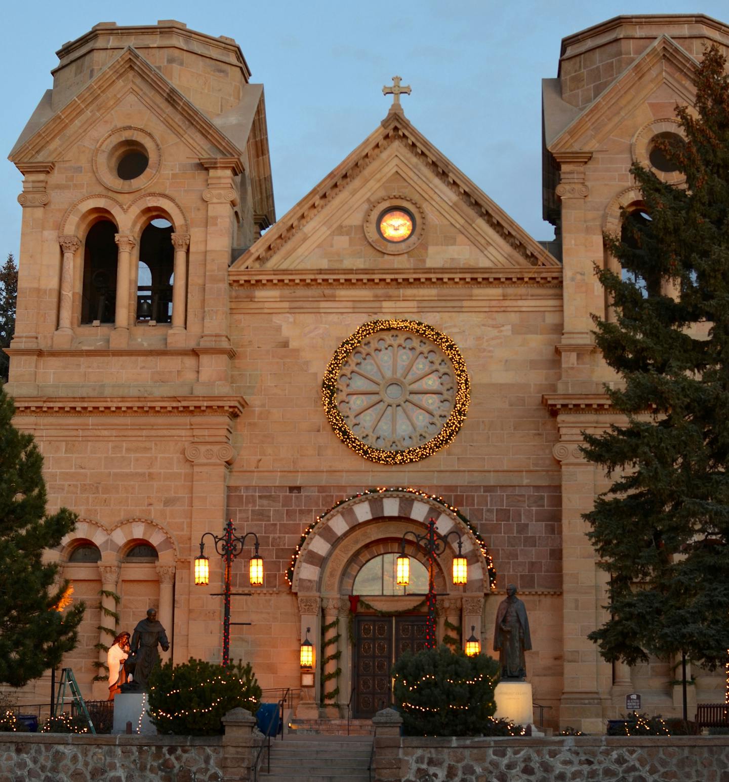 The Cathedral Basilica of St. Francis of Assisi in downtown Santa Fe is beautiful any time, but especially during the holiday season. credit: Donna Tabbert Long