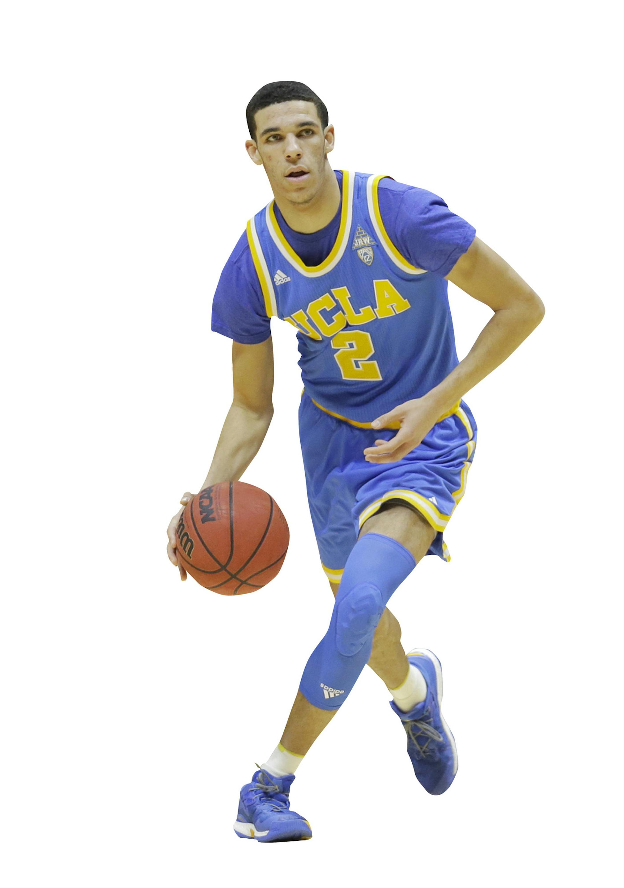 UCLA guard Lonzo Ball (2) brings the ball up court in the first half during an NCAA college basketball game against Utah Saturday, Jan. 14, 2017, in Salt Lake City. (AP Photo/Rick Bowmer) ORG XMIT: OTKRB126