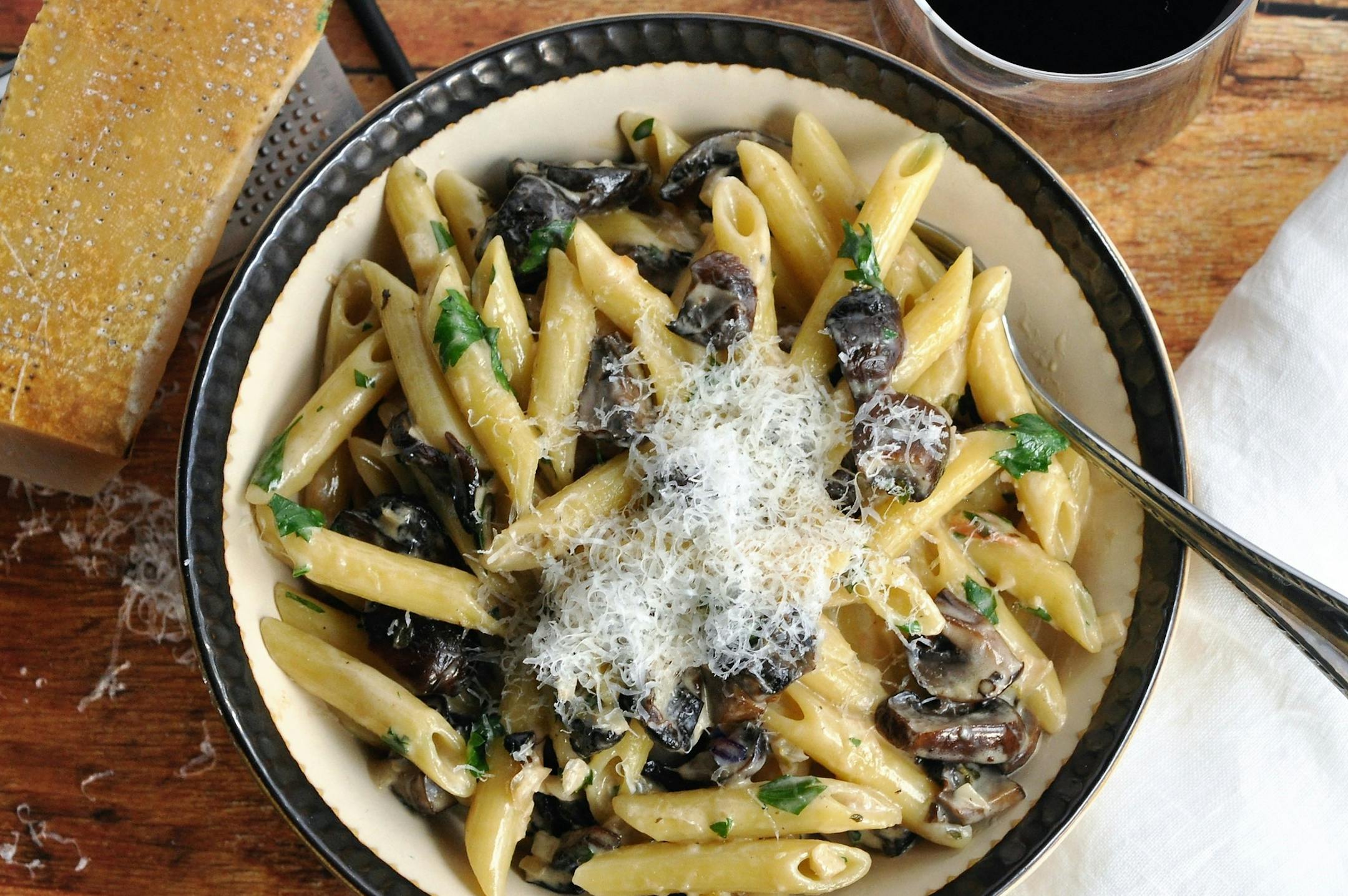 Creamy Roasted Mushroom and Garlic Penne.