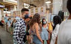 Patrons wore face masks at the Grand Central Market in downtown Los Angeles on June 8, 2021. 