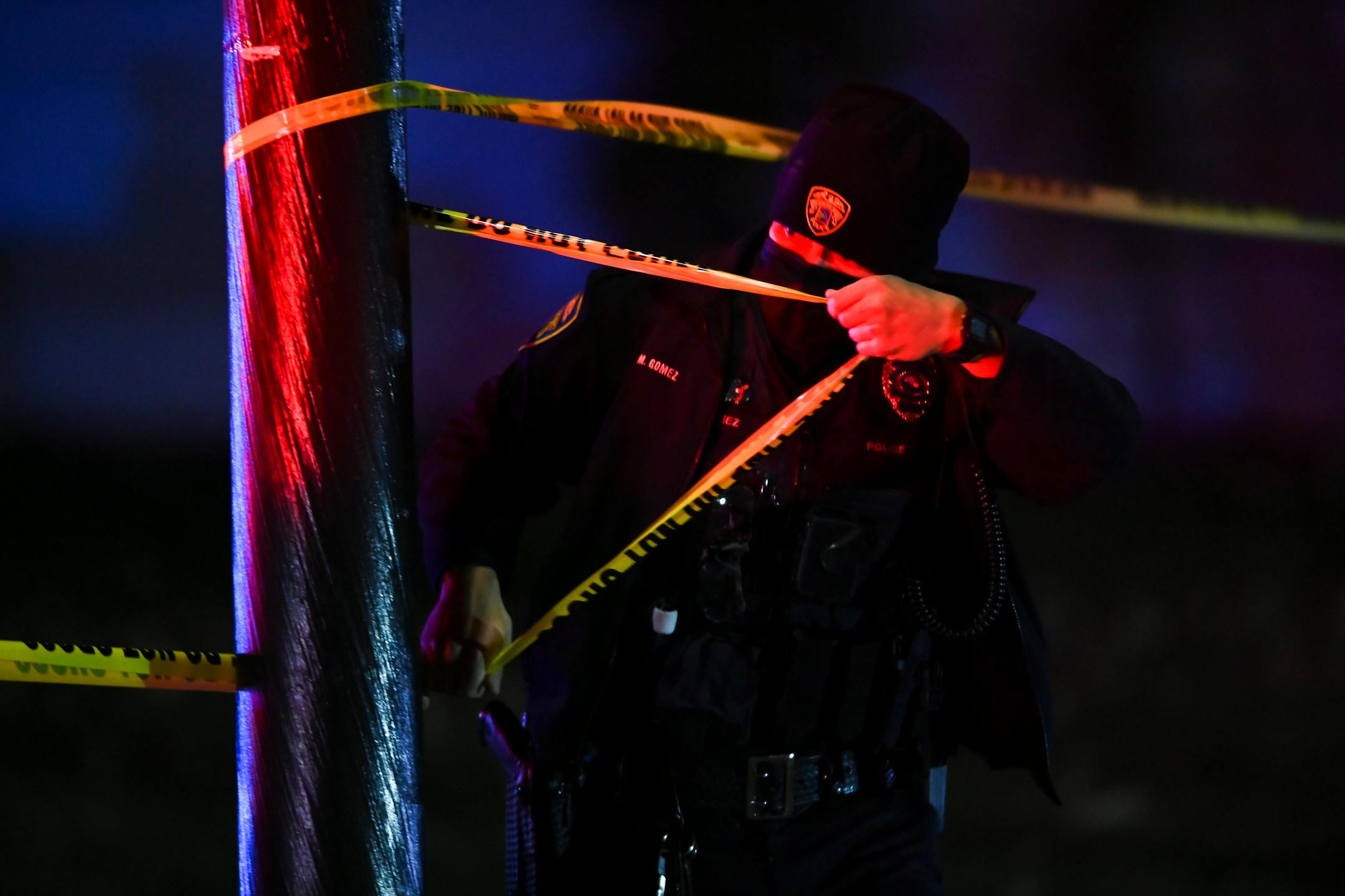 Various law enforcement agencies responded to the scene where a police officer was shot on Saturday, Dec. 12, 2020 on the 6500 block of Georgia Avenue in Brooklyn Park.