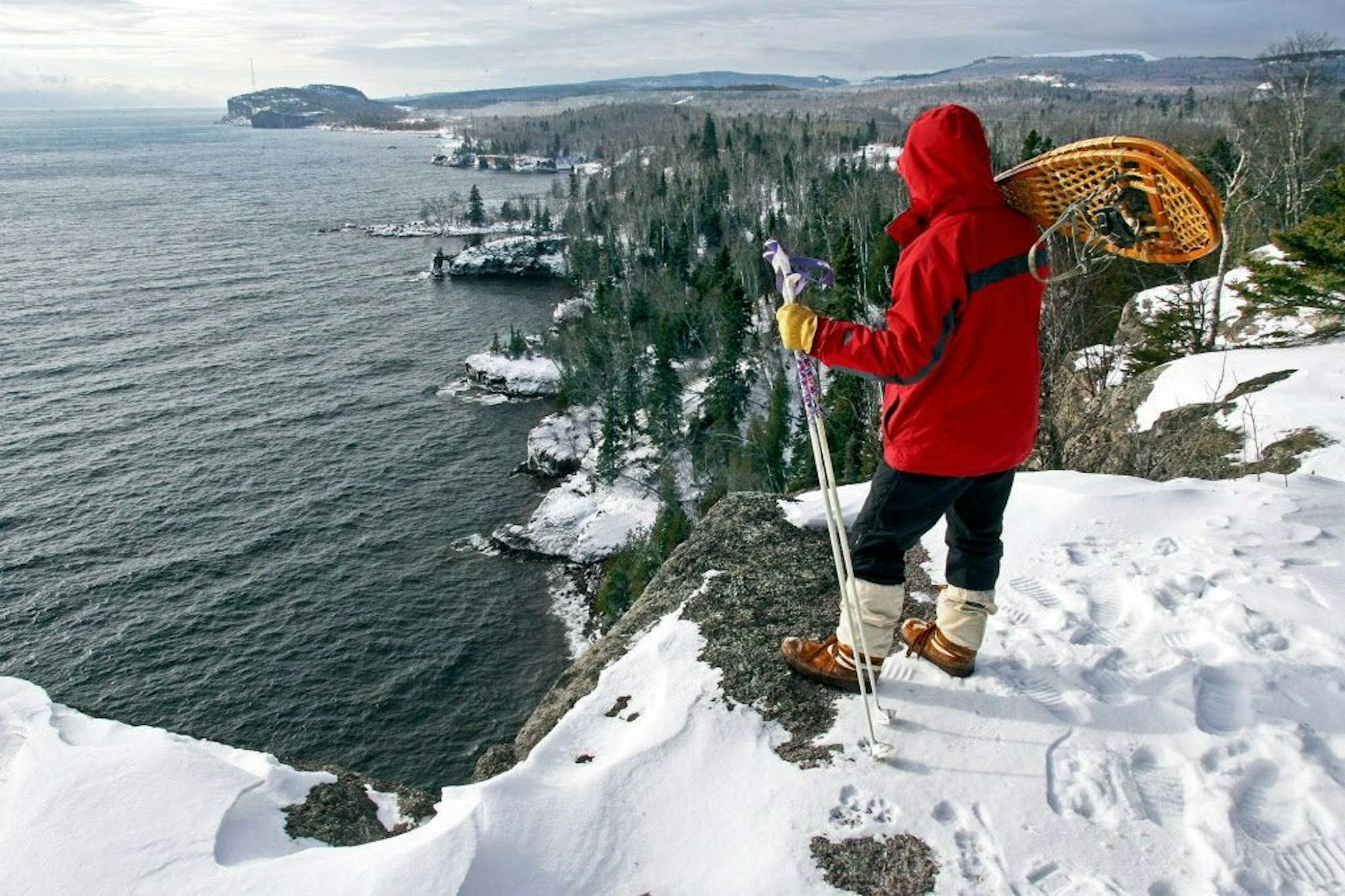 Winter scene of north shore of Lake Superior from Shovel Point in Tettegouche State Park.