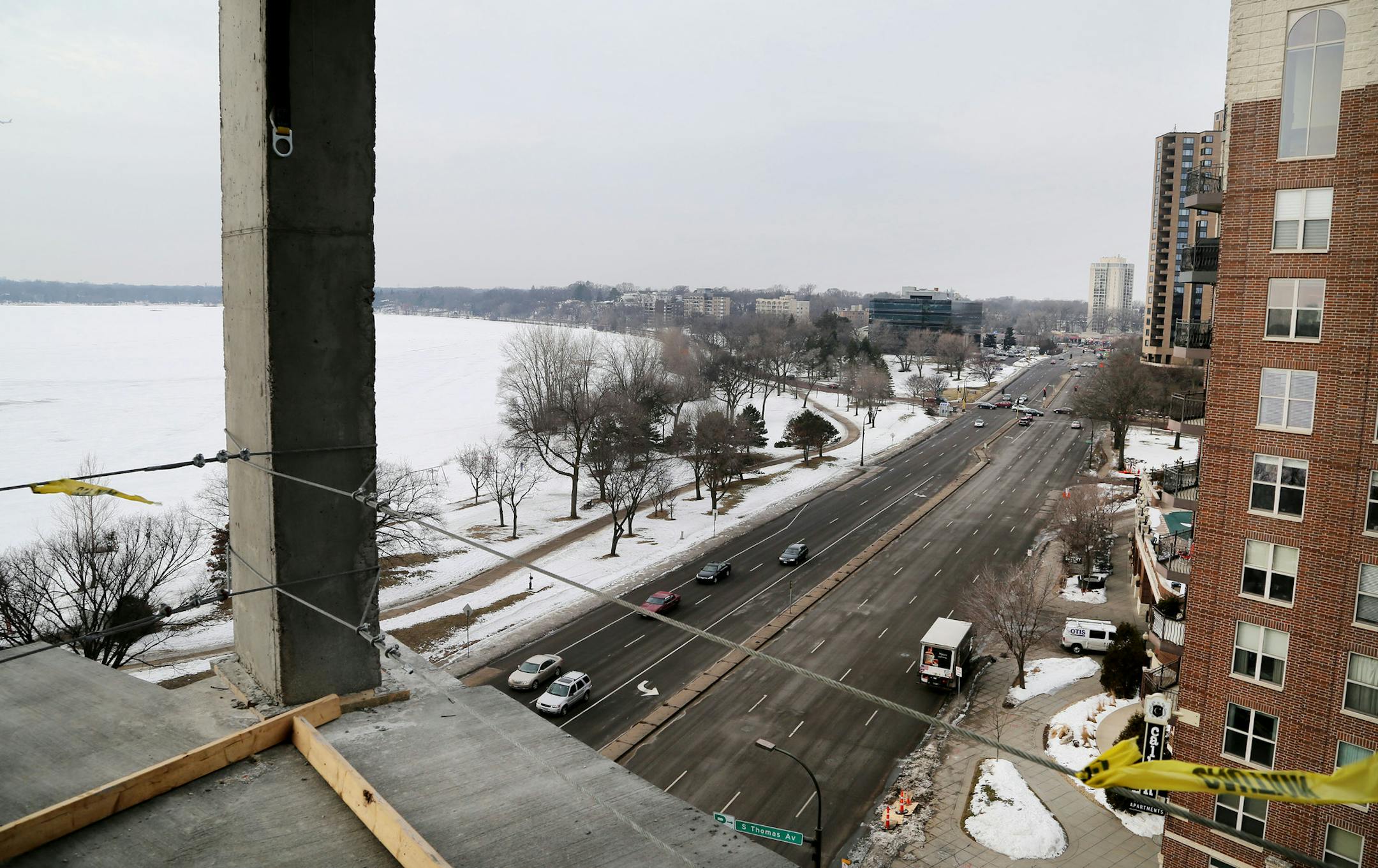 A view from the the Lakes Residences apartments near Lake Calhoun, which will offer units for no less than $3,500 a month.