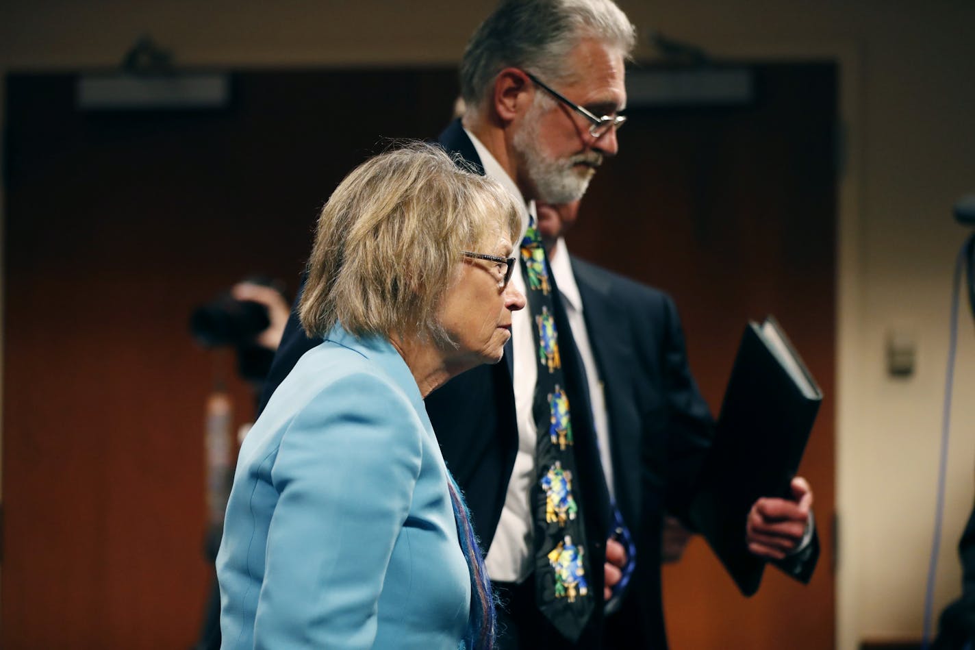 Jerry and Patty Wetterling walked away after a news conference Tuesday September 6, 2016 in Minneapolis, MN.