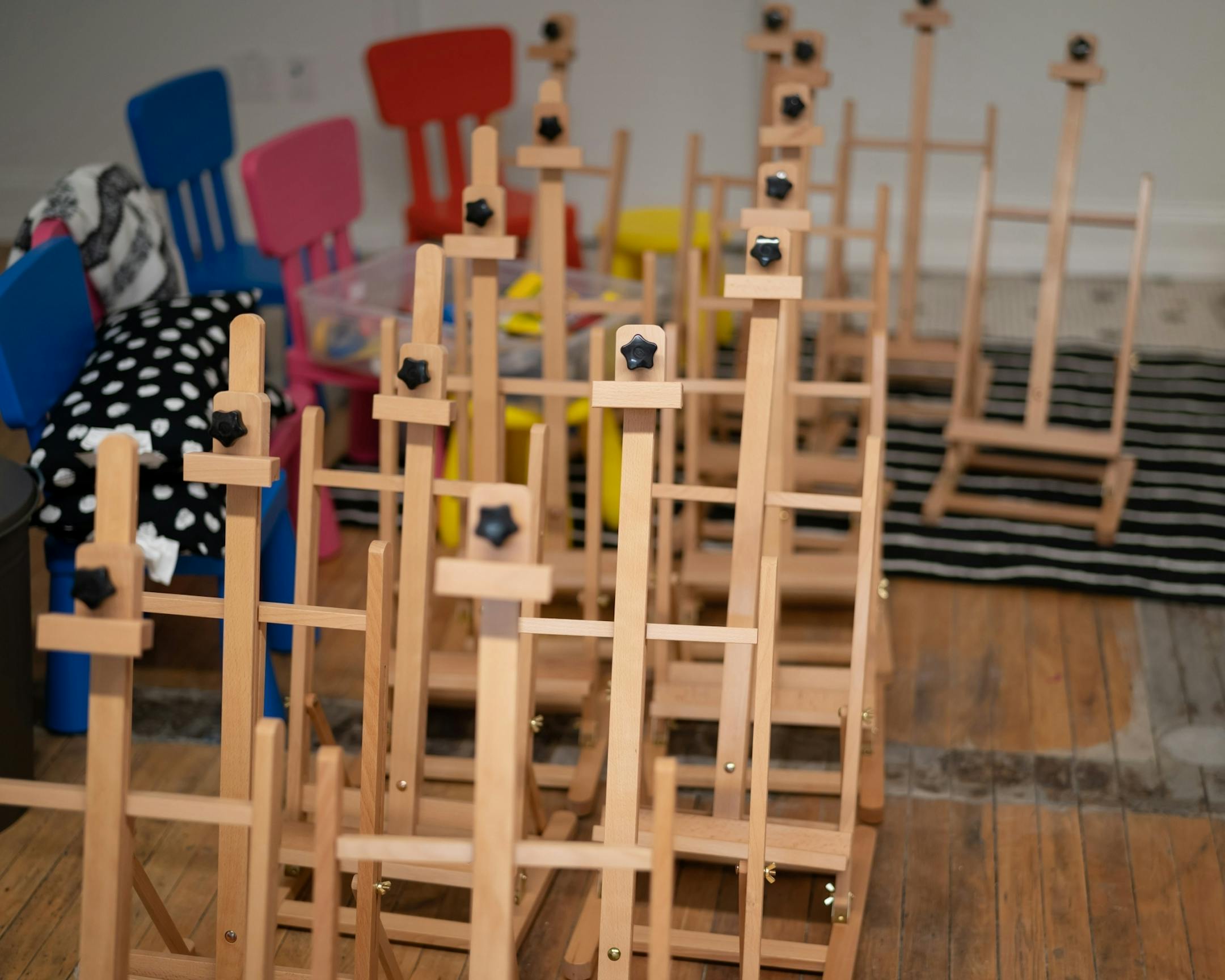 Art easels will be used for classes in the Josephine Adele Ford Center for Creativity.