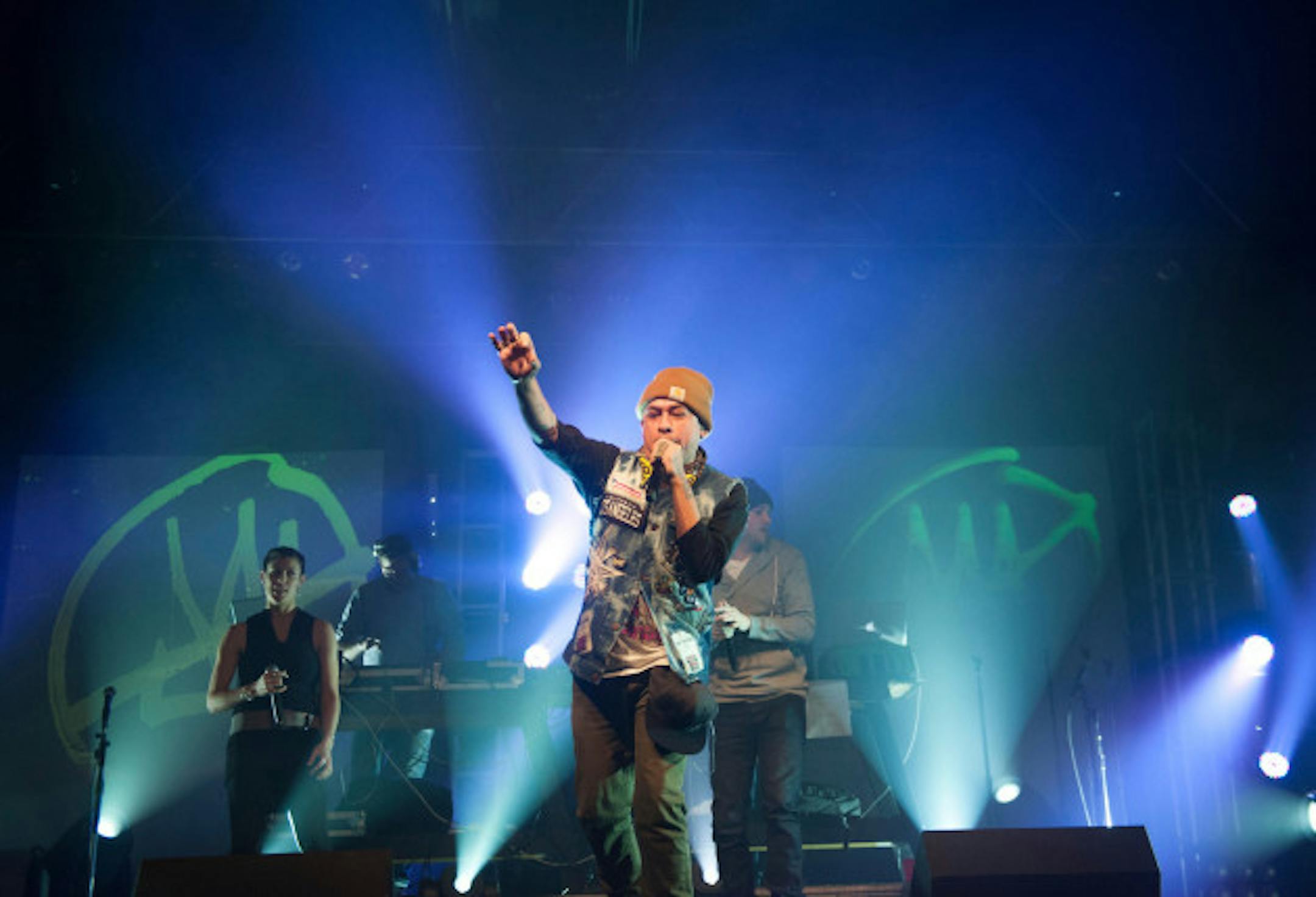 Mike Mictlan took the lead early in Friday's Doomtree Blowout concert with "Game Over." / Photos by Leslie Plesser