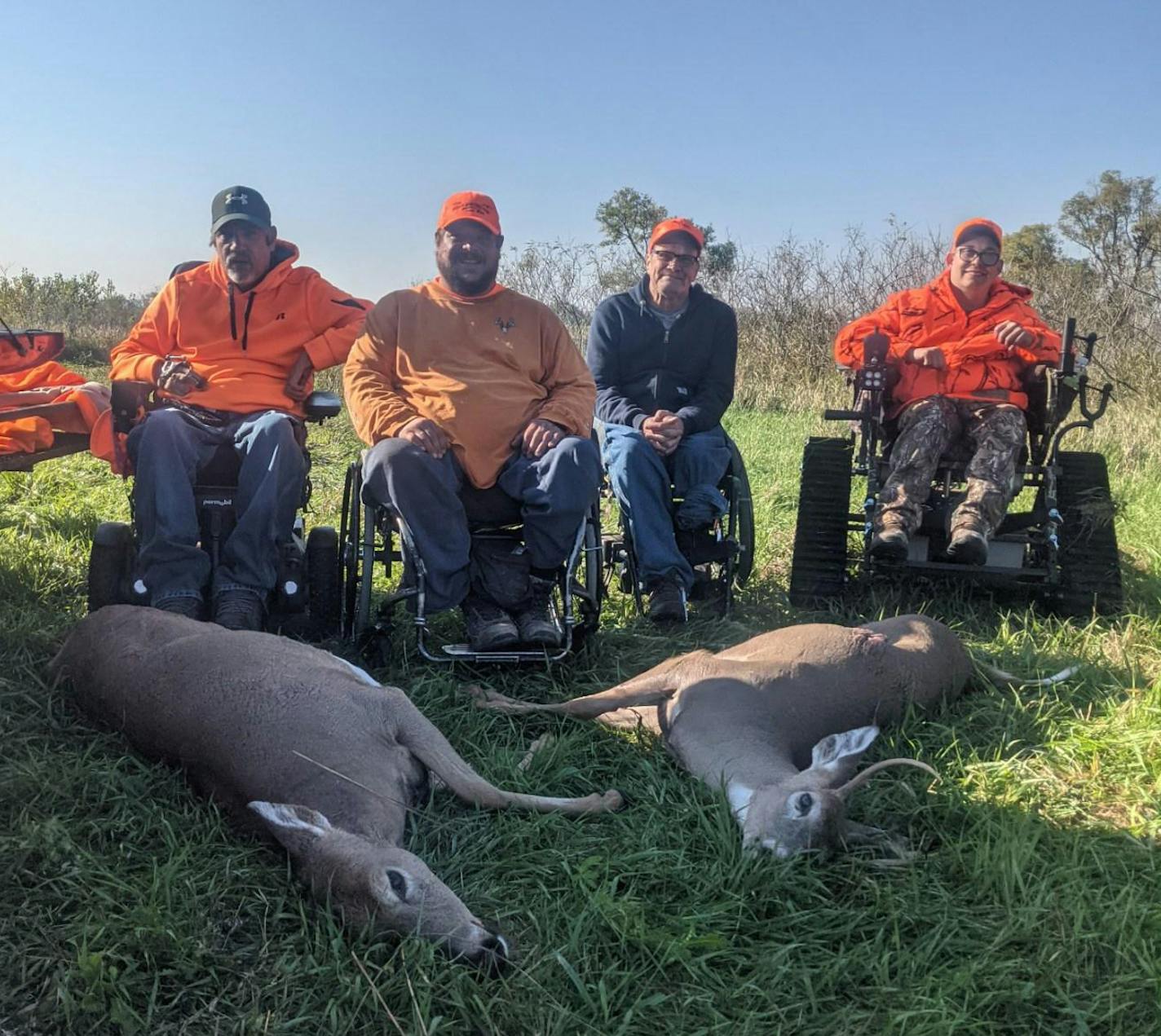 From left, Dean Petersen, Nate Sjolin, George Bruhn Jr. and Lance Tebben had a successful Lac qui Parle deer hunt in 2021.