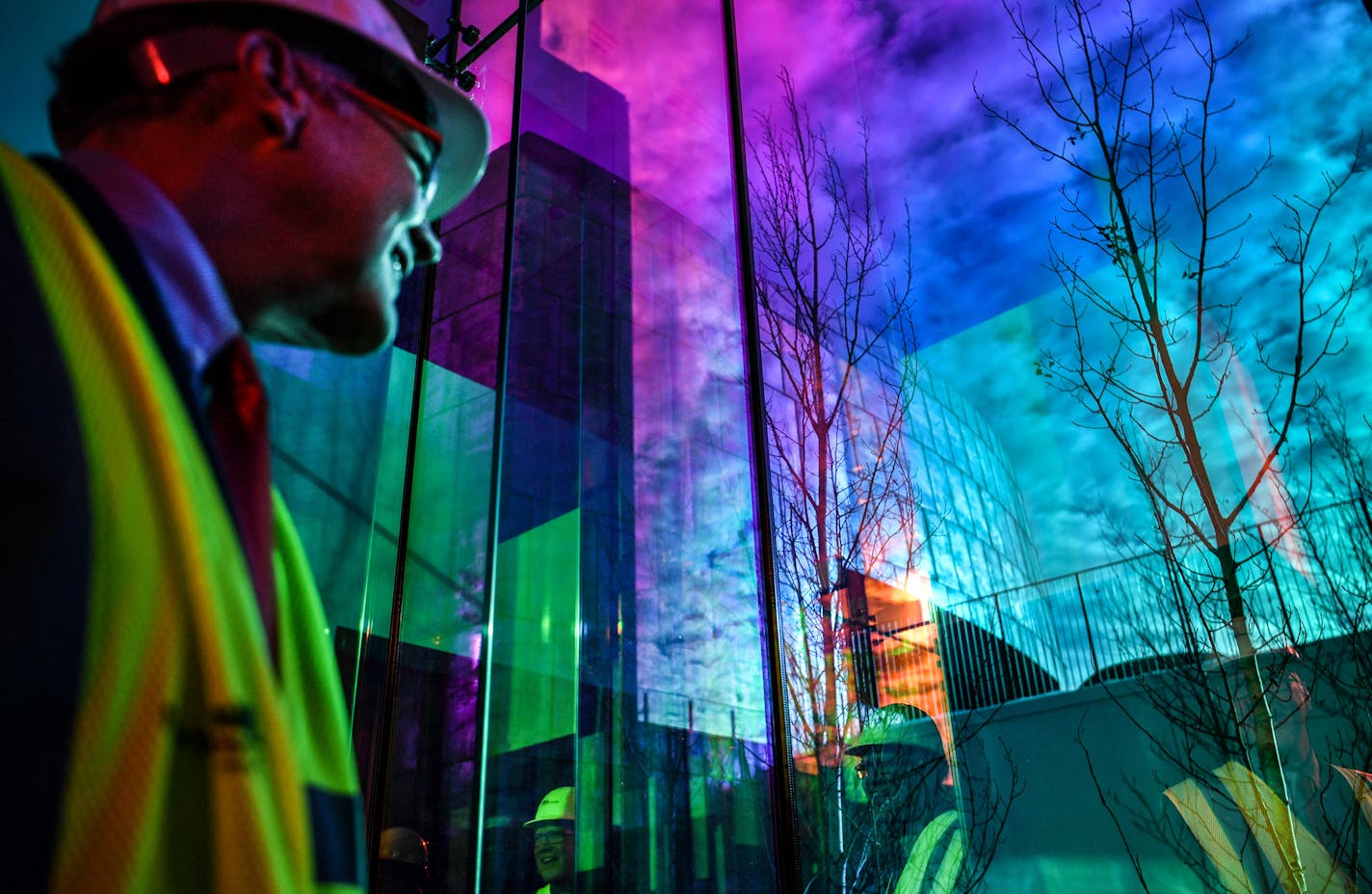 Calling it "the stained glass of the 21st century" Pastor Tim Hart-Andersen showed off the new windows coated with a 3M product that looks like stained glass. ] GLEN STUBBE &#x2022; glen.stubbe@startribune.com Monday, January 8, 2018 Westminster Presbyterian Church on Nicollet Mall opens the doors on its multi-million dollar expansion Sunday the 14th. Pastor Tim Hart-Andersen give a tour of the glassy new structure.