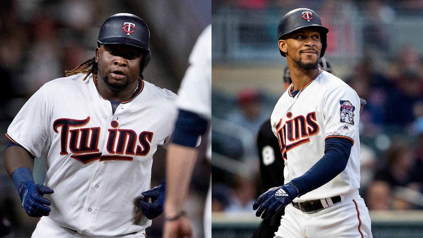 Miguel Sano, left, and Byron Buxton were the future of Twins baseball just a few seasons ago, but have ongoing struggles