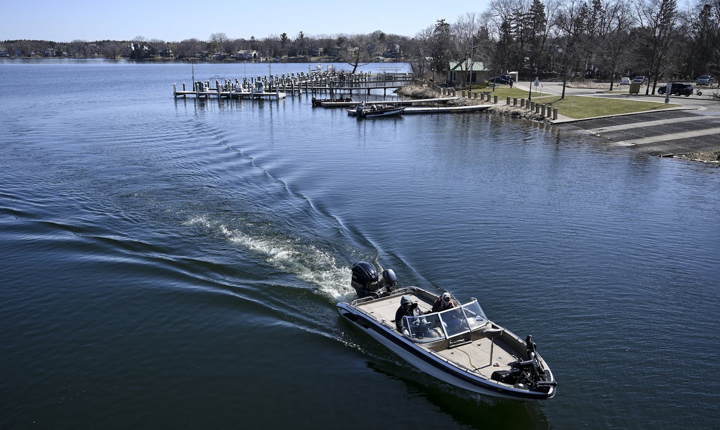 Anglers made their way out to their fishing spots after putting in at the Gray's Bay Boat Launch Saturday at Lake Minnetonka. ] Aaron Lavinsky &#x2022; aaron.lavinsky@startribune.com People are already boating and posting tips about how to do that while socially distancing. And lots of debate about whether marinas qualify as essential businesses. It seems unlikely given that the language seems dated and rooted in the need for boats to be available to move passengers and cargo. We photograph boat