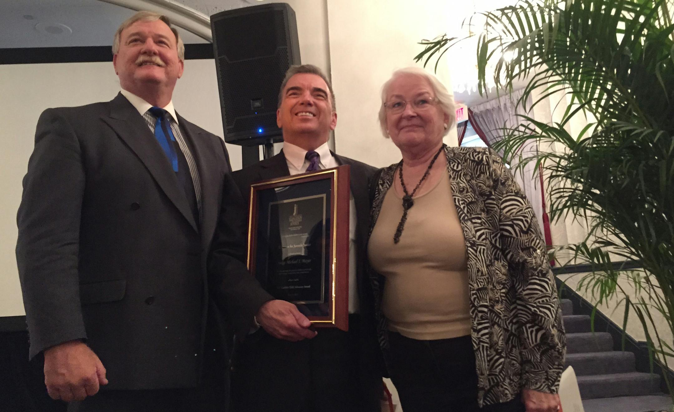 L to R: Richard Gardell, Chair Minnesota Juvenile Justice Advisory Committee, Judge Michael Mayer, Carrie Wasley, Juvenile Justice Specialist for State of Minnesota
