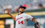 Minnesota Twins starter Ervin Santana delivers a pitch during the first inning of a baseball game against the Atlanta Braves in Atlanta, Tuesday, Aug.